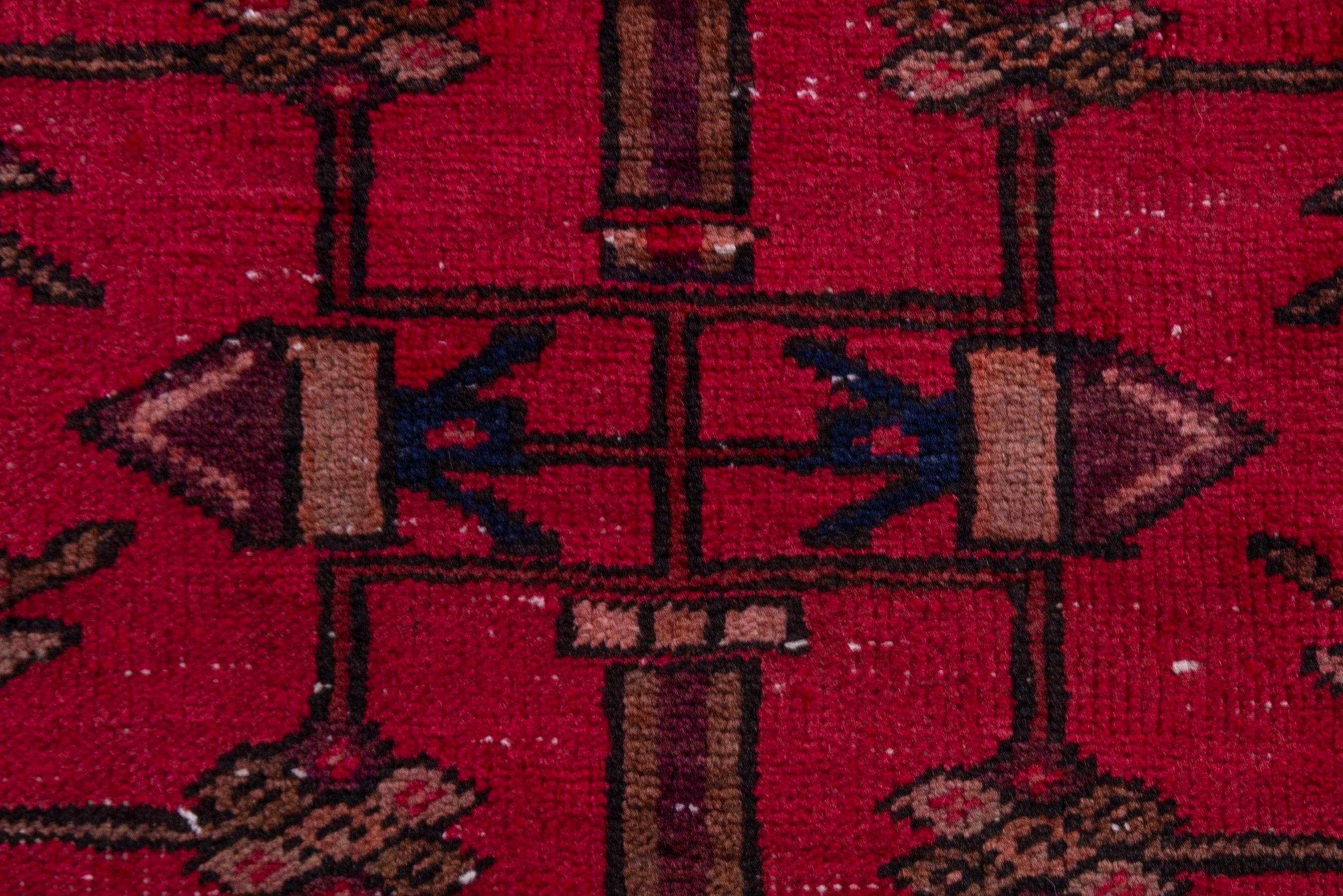 Persian Azerbaijan accent rug in deep red and dark blue, view 13 of 18