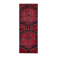 Persian Azerbaijan accent rug in deep red and dark blue, 2' x 5'9"