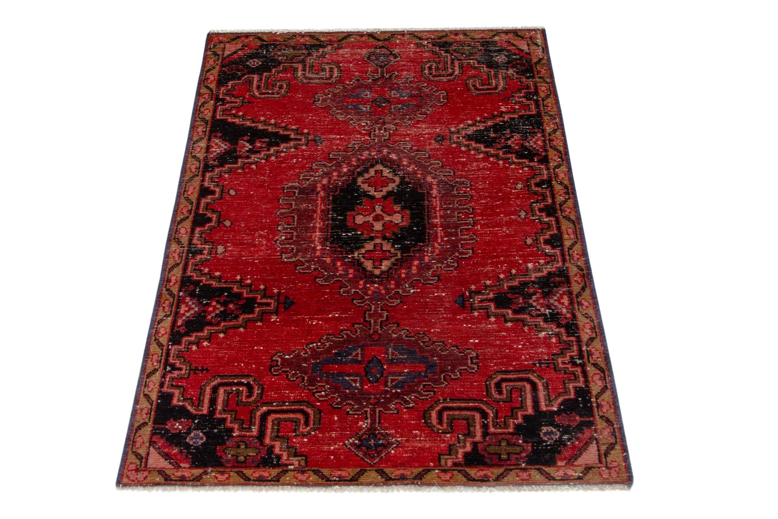 Persian Vist accent rug in deep red and black cherry, view 2 of 19