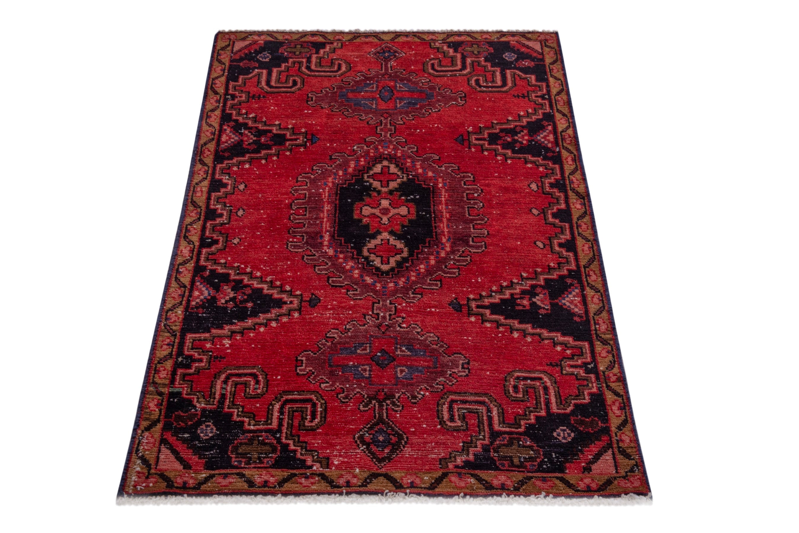 Persian Vist accent rug in deep red and black cherry, view 3 of 19