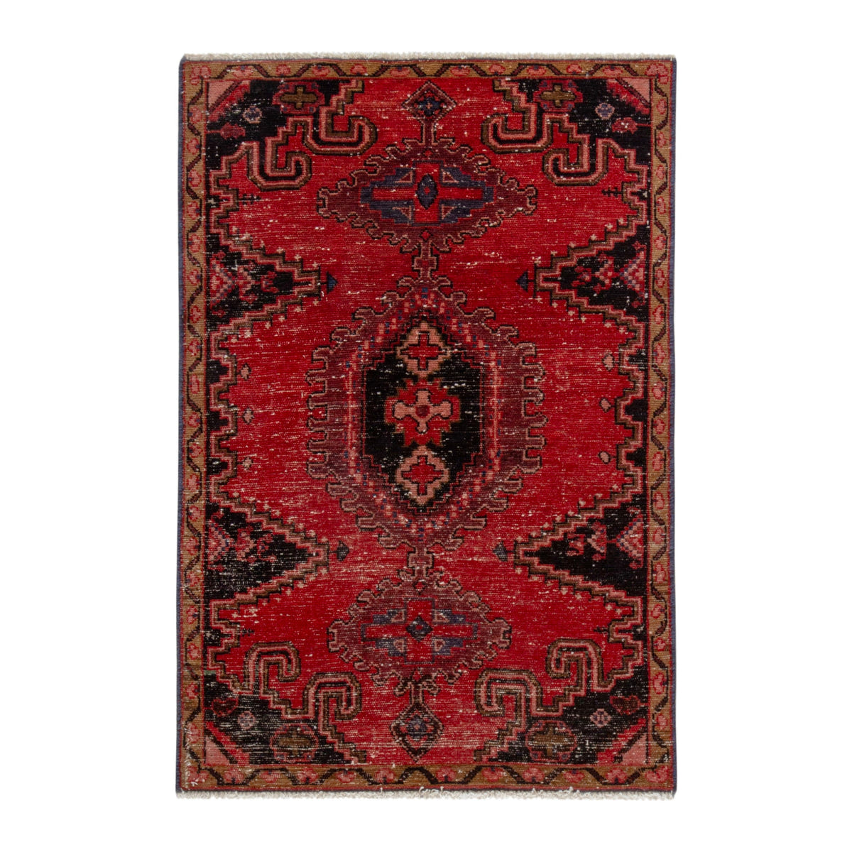 Persian Vist accent rug in deep red and black cherry, 2'10" x 4'4"