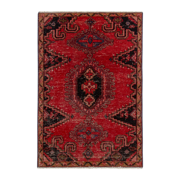 Persian Vist accent rug in deep red and black cherry, 2'10" x 4'4"