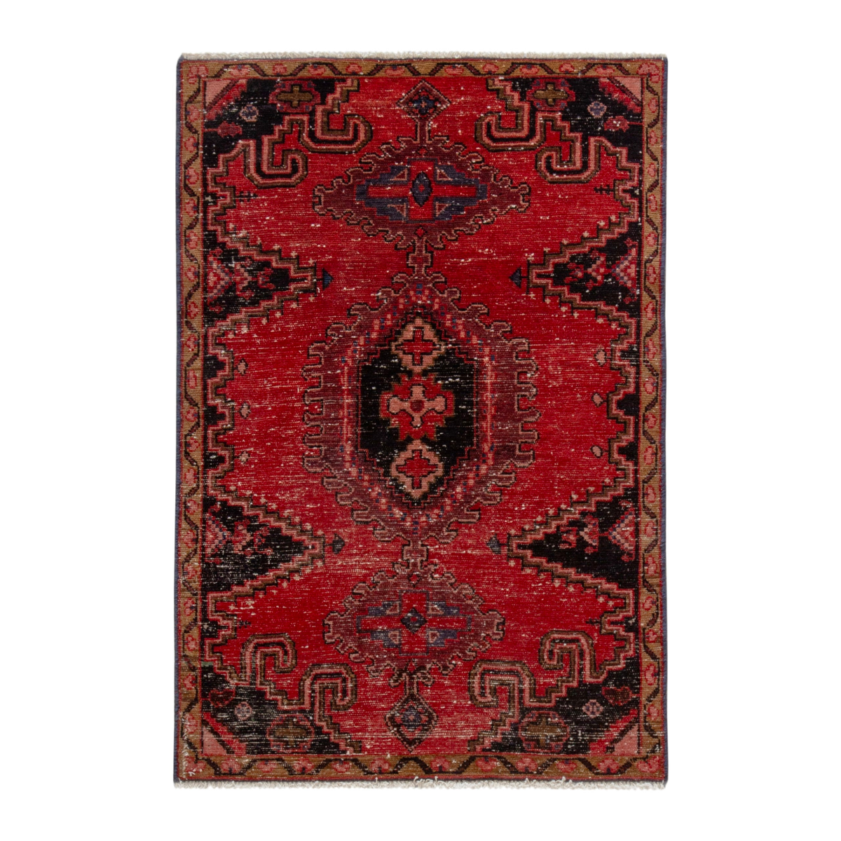 Persian Vist accent rug in deep red and black cherry, 2'10" x 4'4"