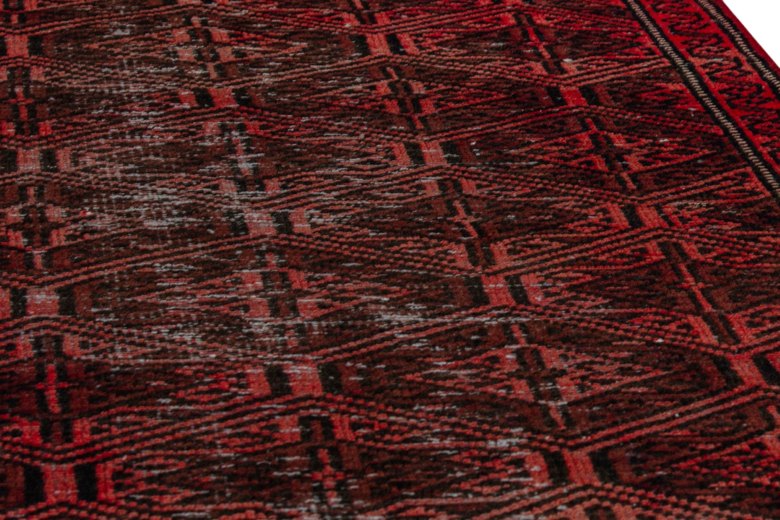 Persian Baluch accent rug in charcoal and burgundy, view 10 of 17