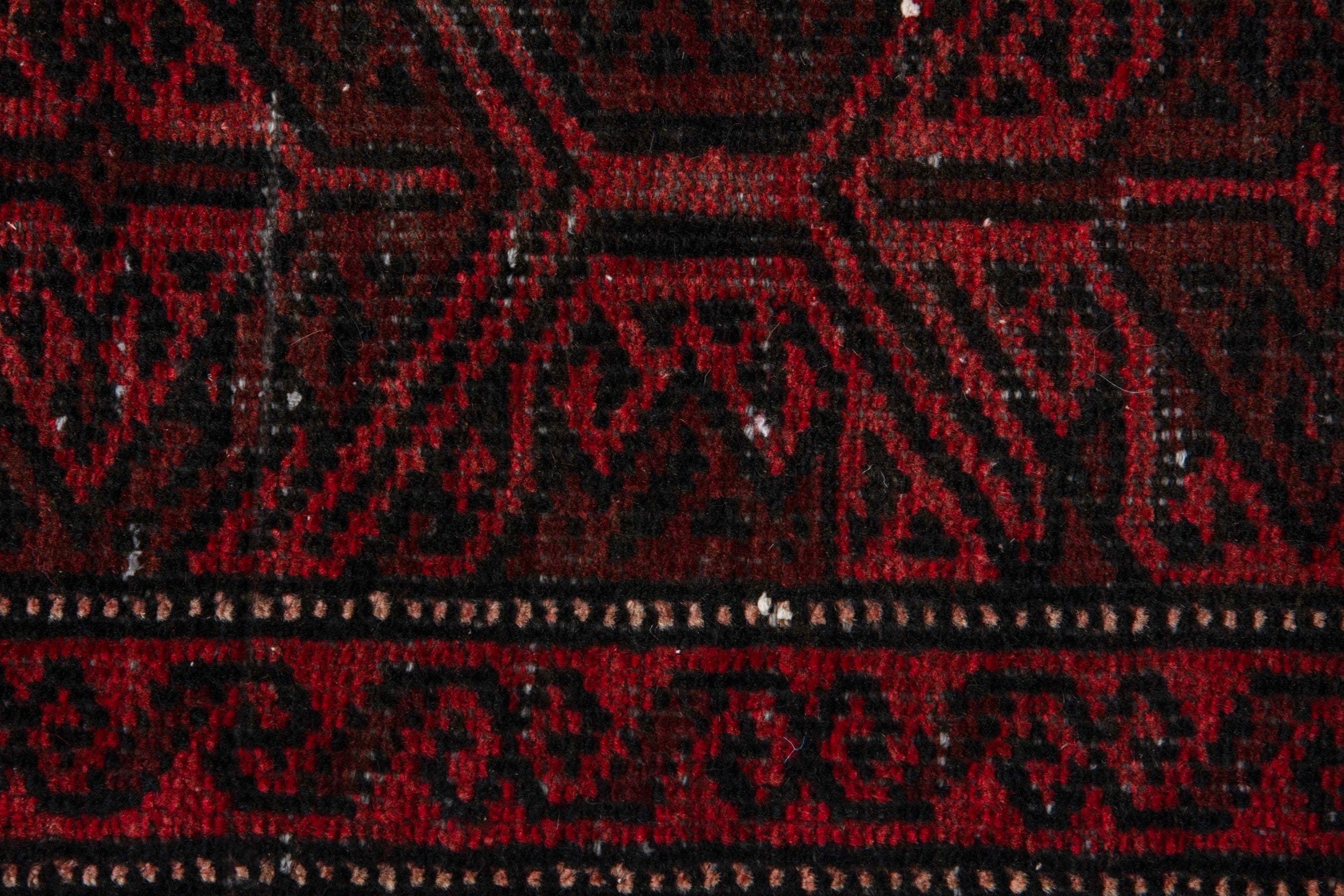 Persian Baluch accent rug in charcoal and burgundy, view 13 of 17
