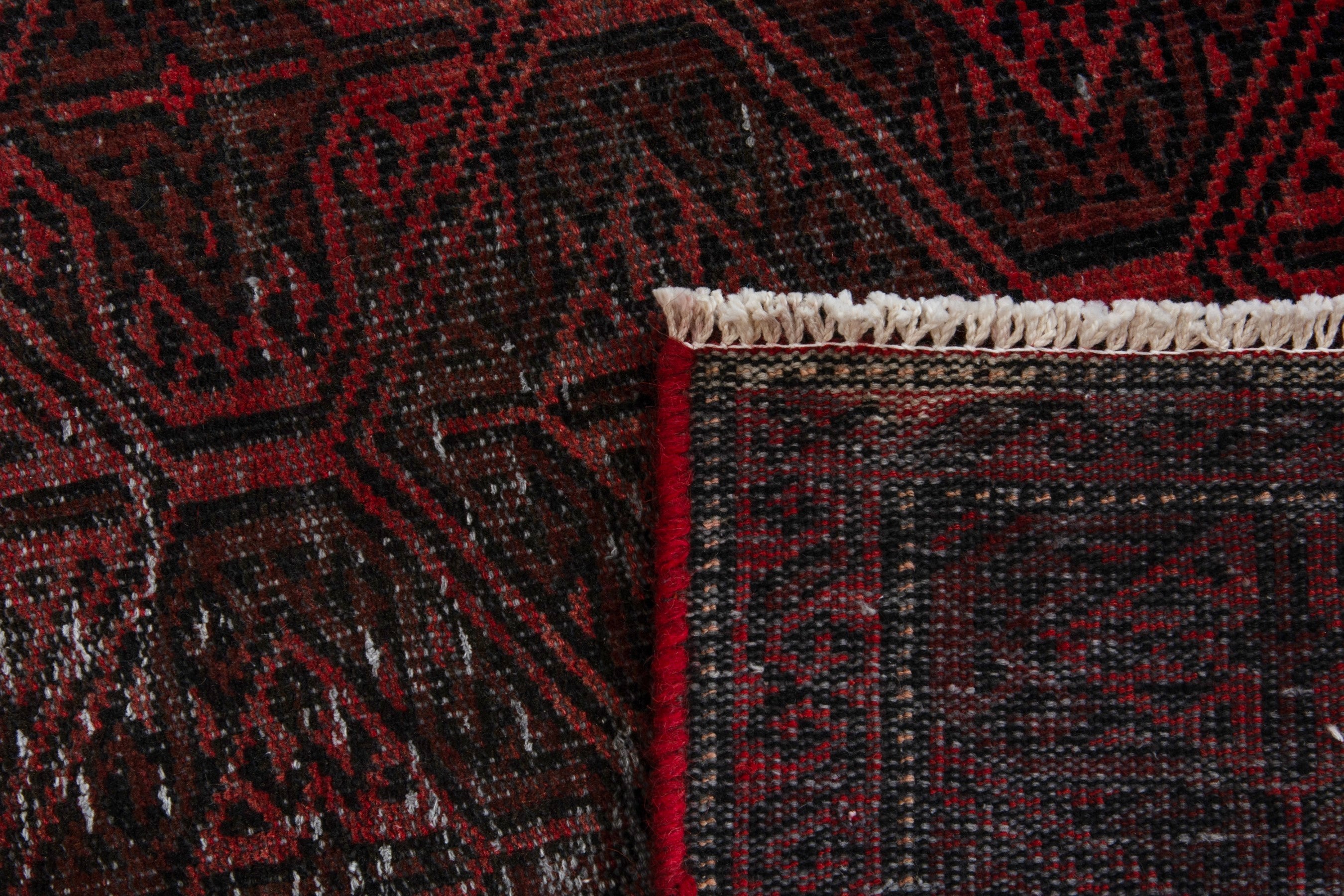 Persian Baluch accent rug in charcoal and burgundy, view 17 of 17