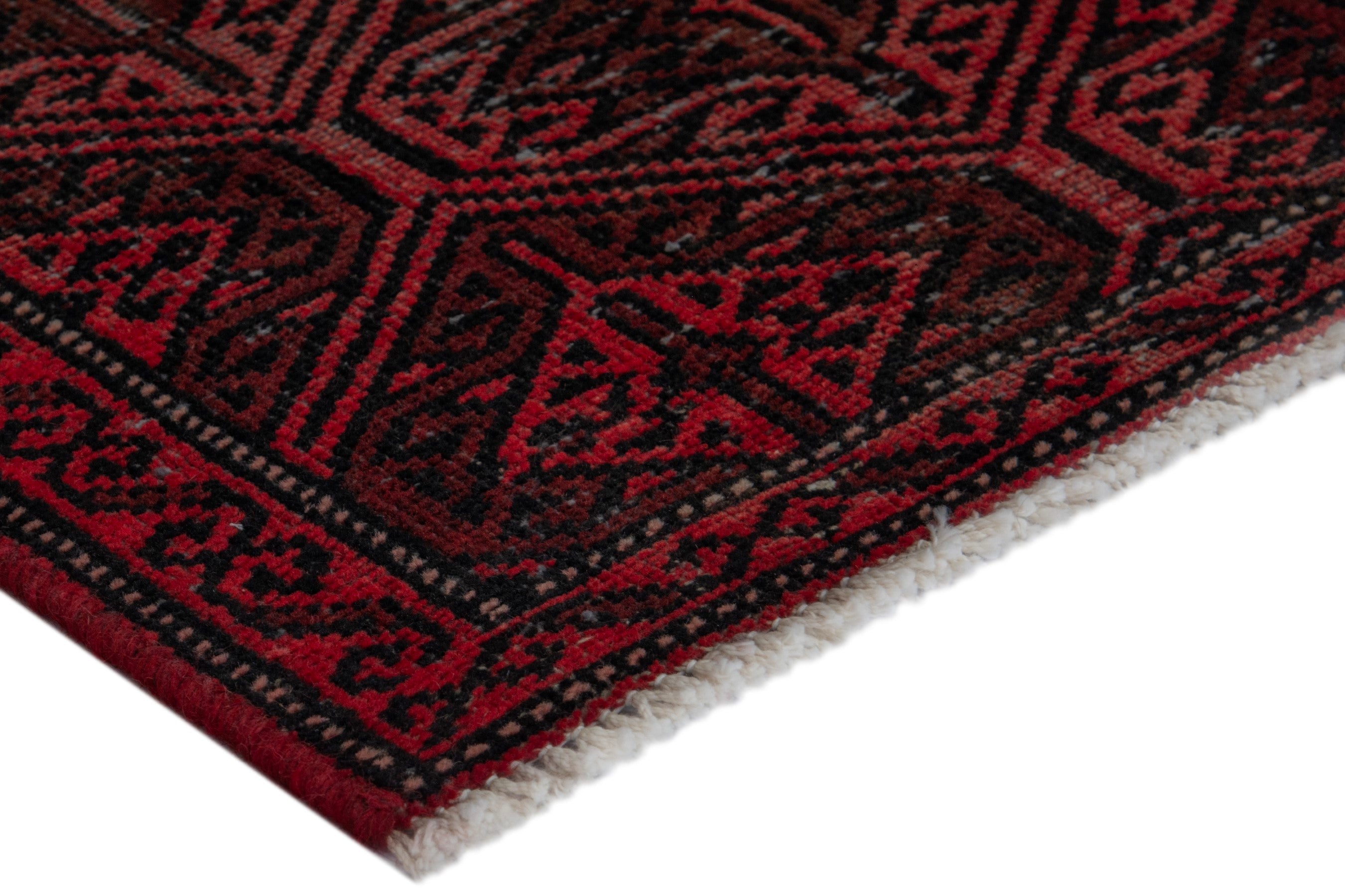 Persian Baluch accent rug in charcoal and burgundy, view 6 of 17
