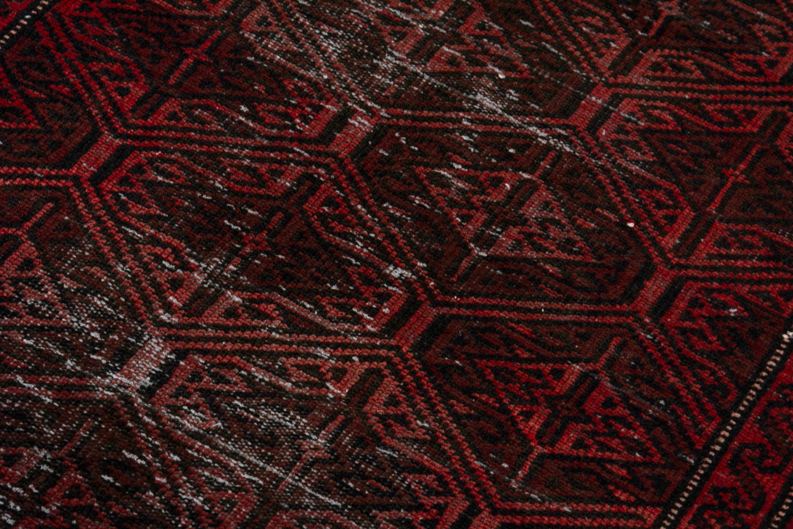 Persian Baluch accent rug in charcoal and burgundy, view 9 of 17