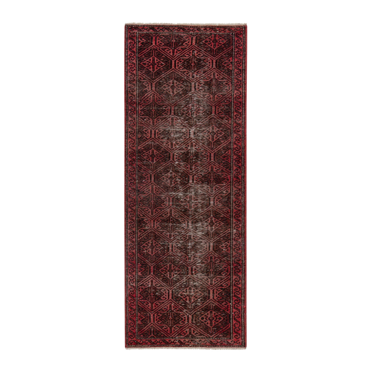Persian Baluch accent rug in charcoal and burgundy, 2'2" x 5'3"