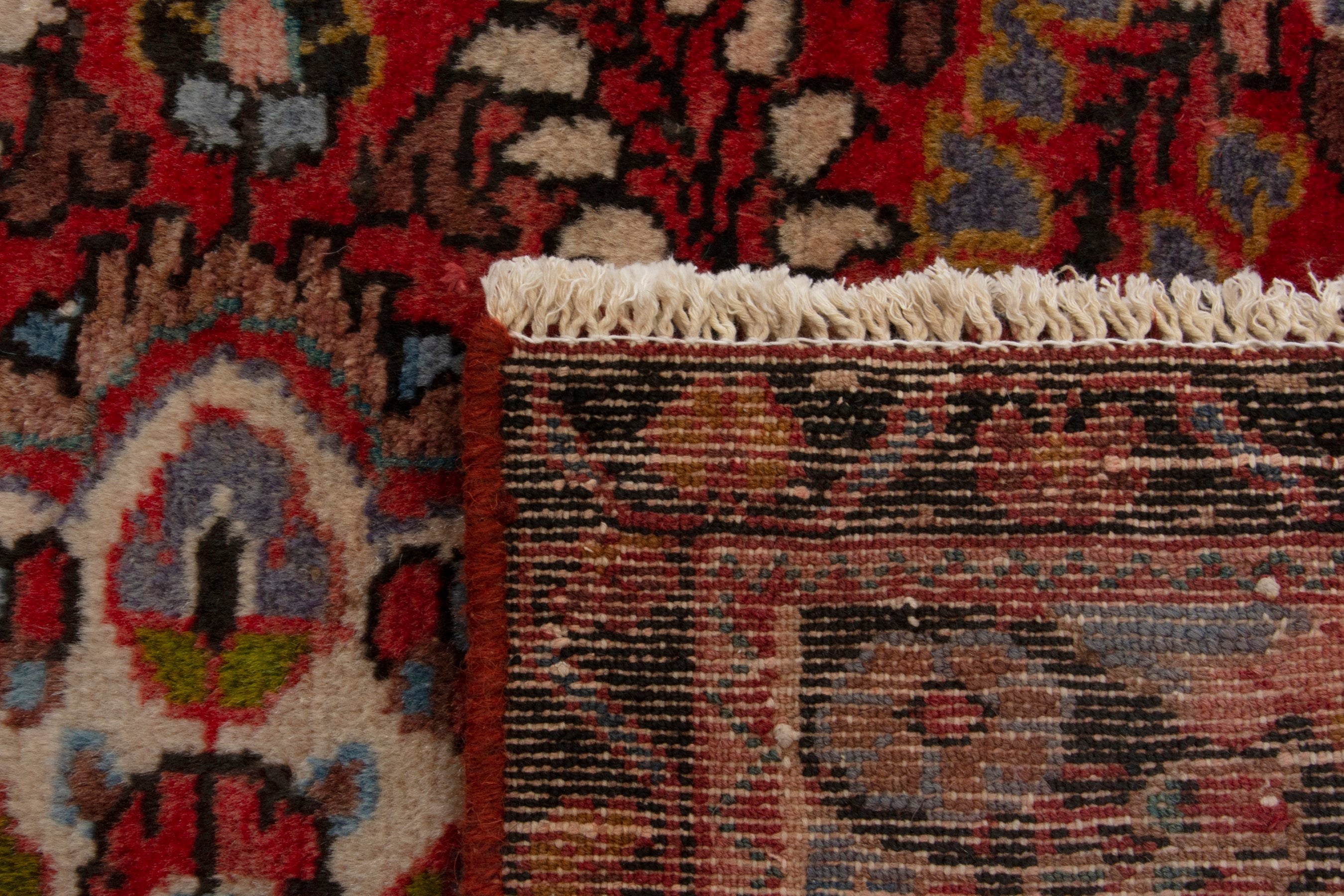 Persian Lilihan accent rug in deep red and burgundy, view 10 of 10