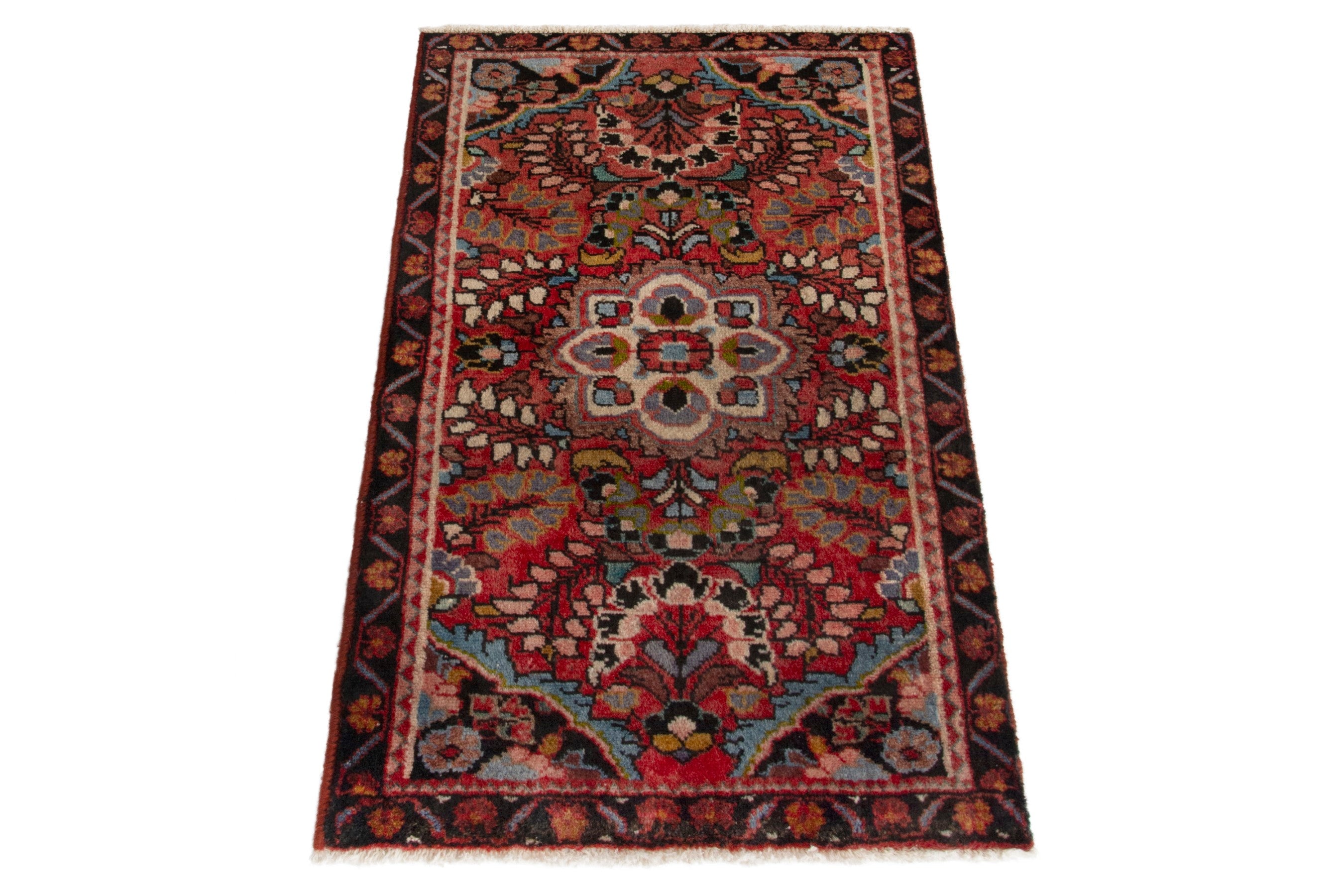 Persian Lilihan accent rug in deep red and burgundy, view 2 of 10