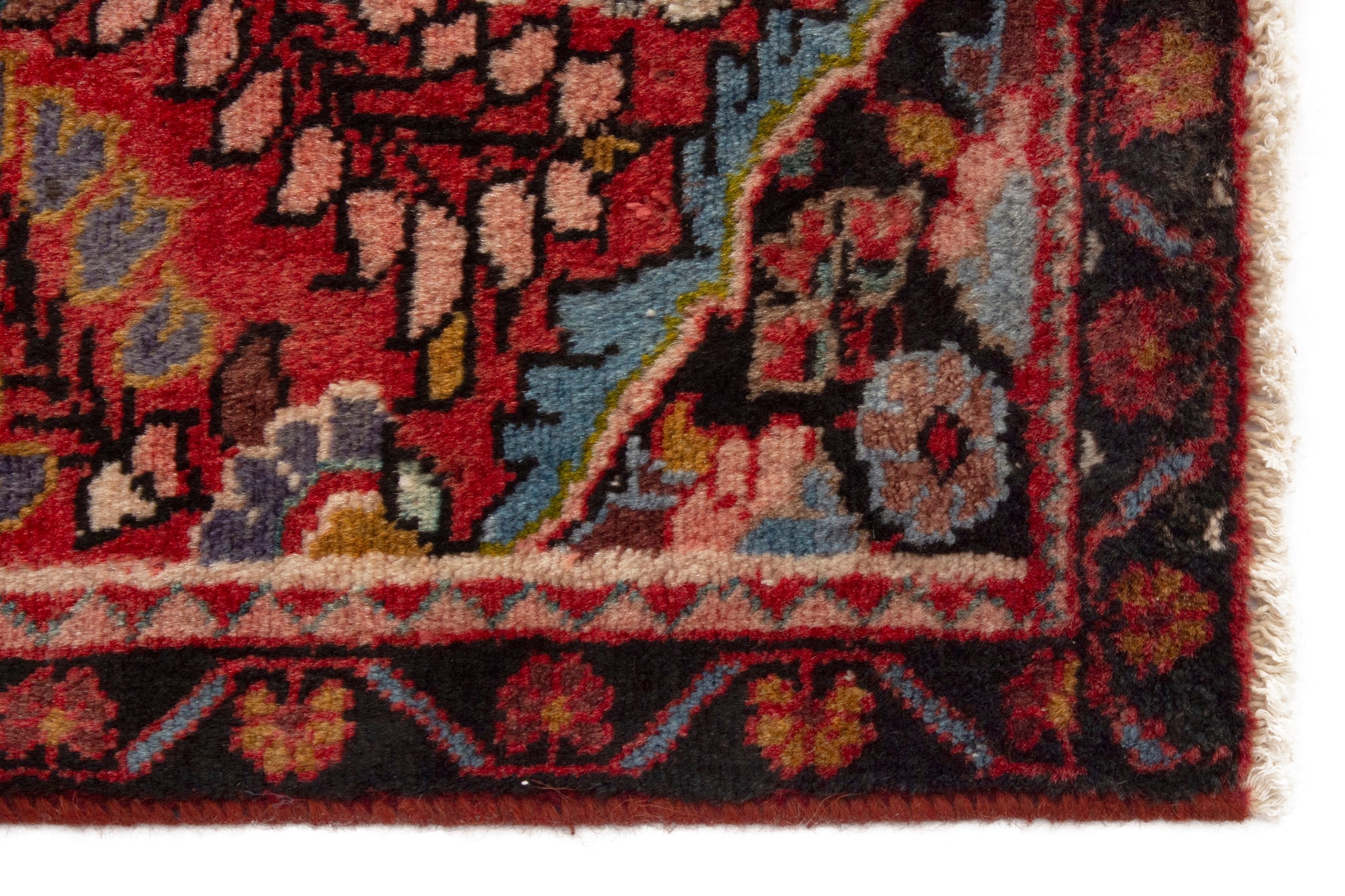 Persian Lilihan accent rug in deep red and burgundy, view 4 of 10
