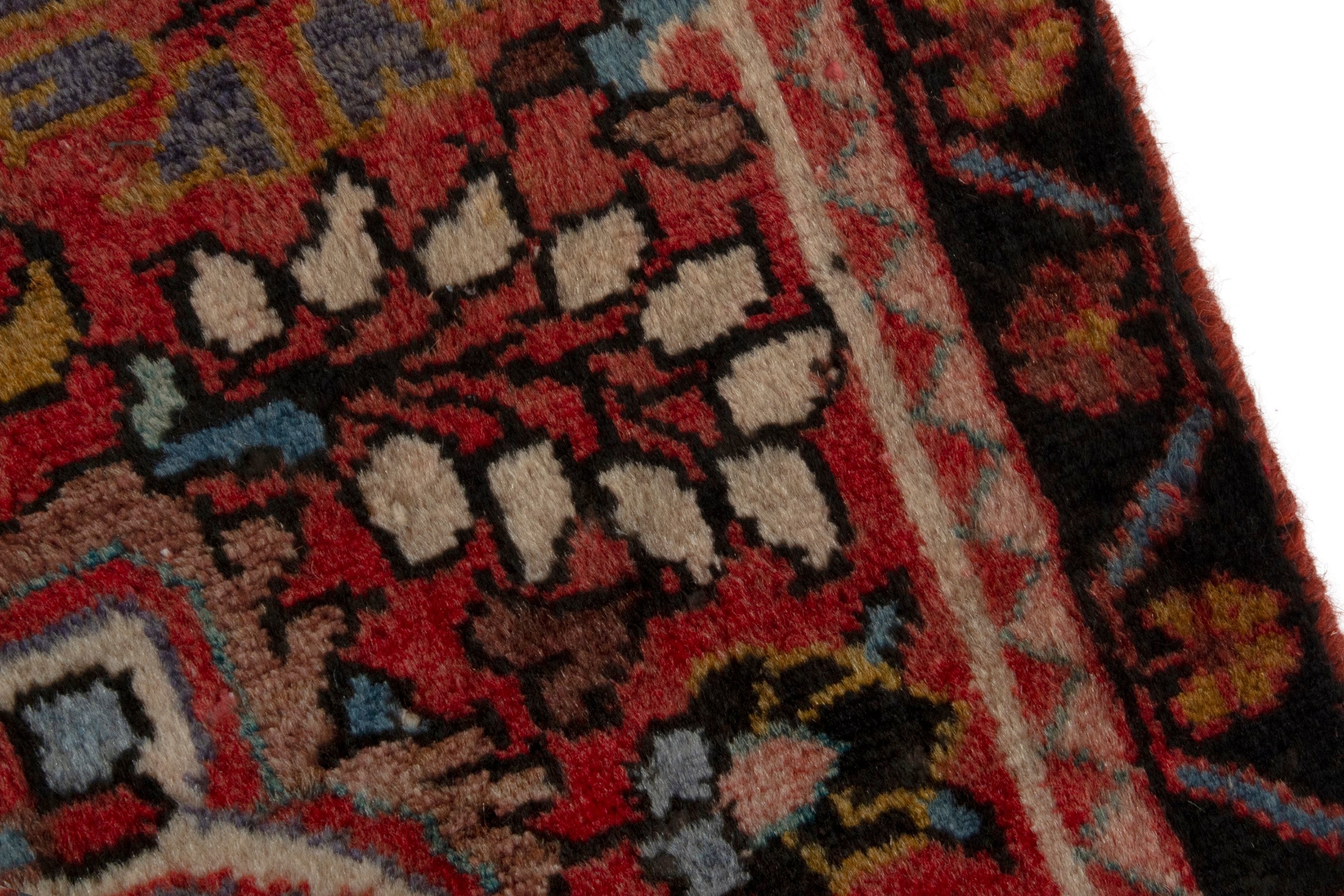 Persian Lilihan accent rug in deep red and burgundy, view 6 of 10