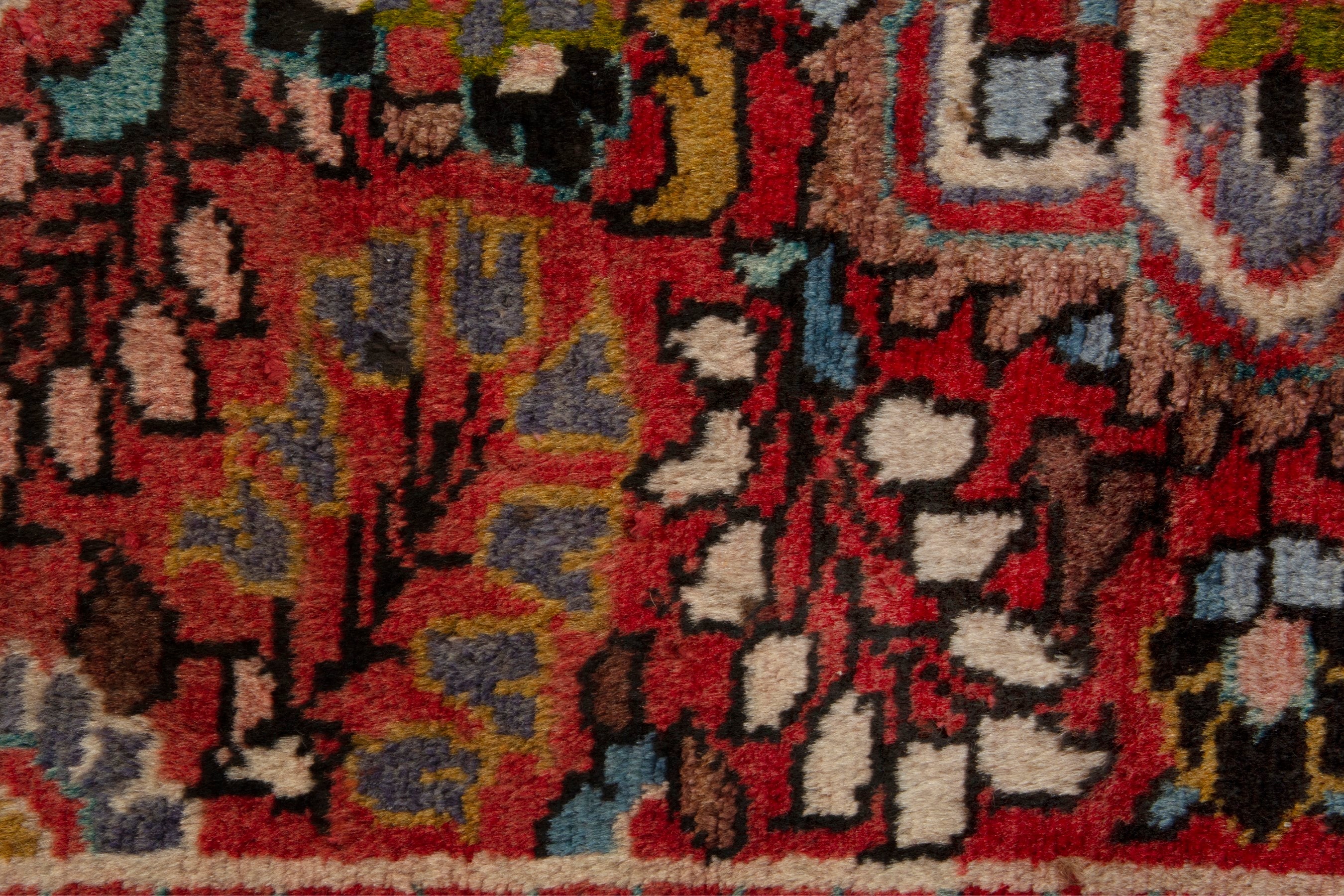 Persian Lilihan accent rug in deep red and burgundy, view 8 of 10