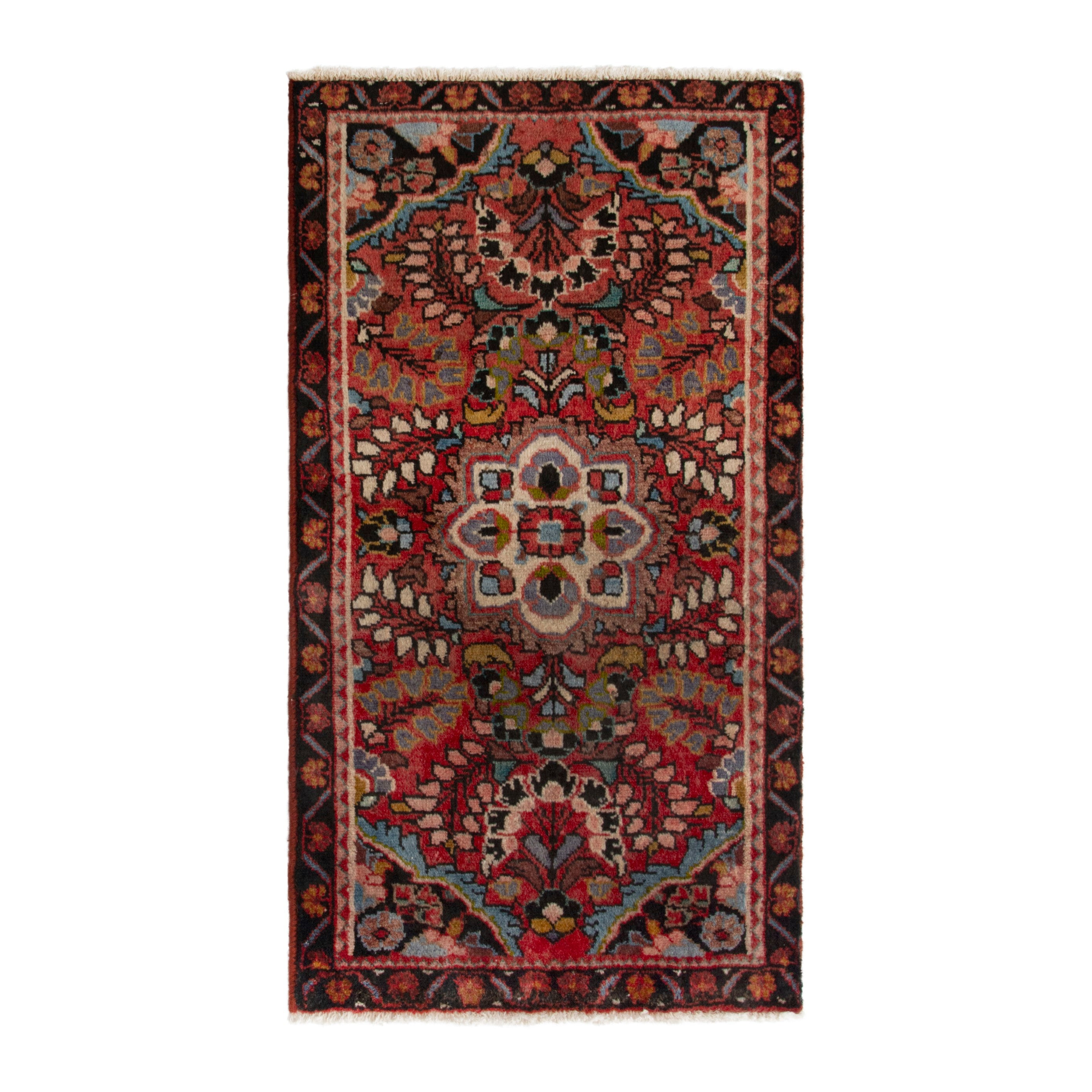 Persian Lilihan accent rug in deep red and burgundy, 2'2" x 3'6"