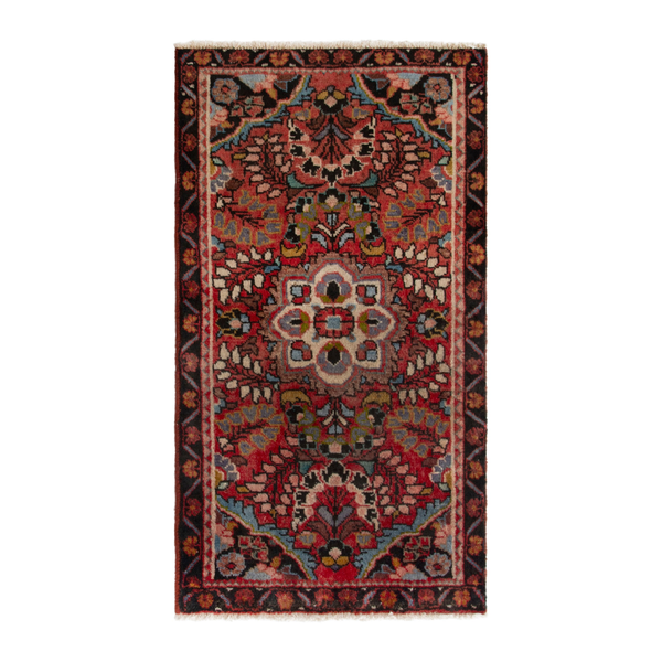 Persian Lilihan accent rug in deep red and burgundy, 2'2" x 3'6"