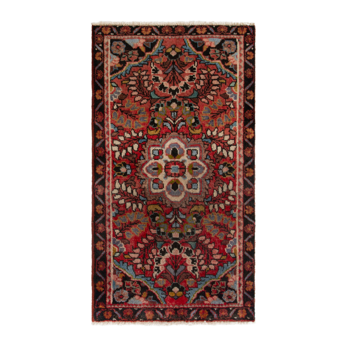 Persian Lilihan accent rug in deep red and burgundy, 2'2" x 3'6"