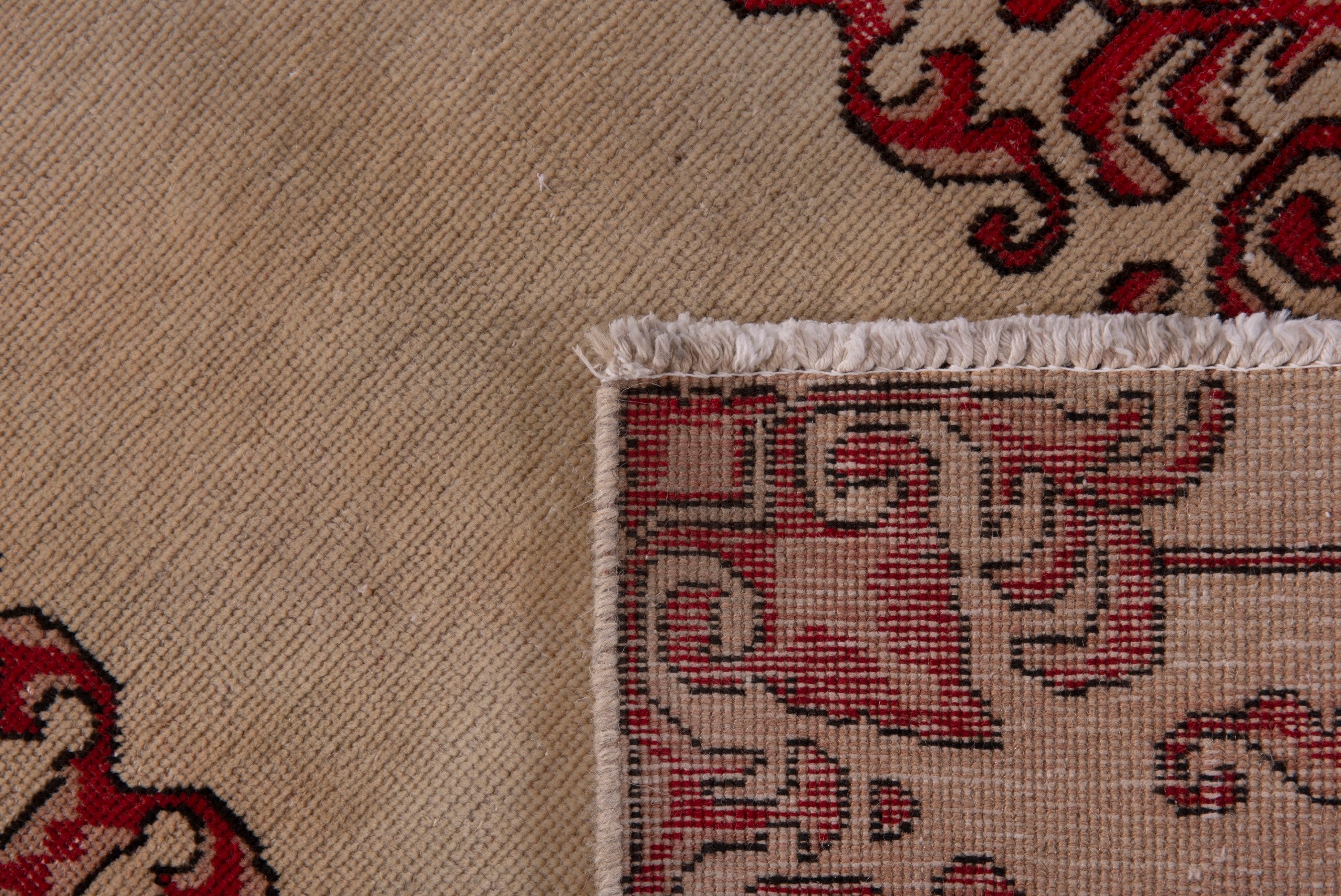 Persian Tabriz accent rug in beige and burgundy, view 7 of 7
