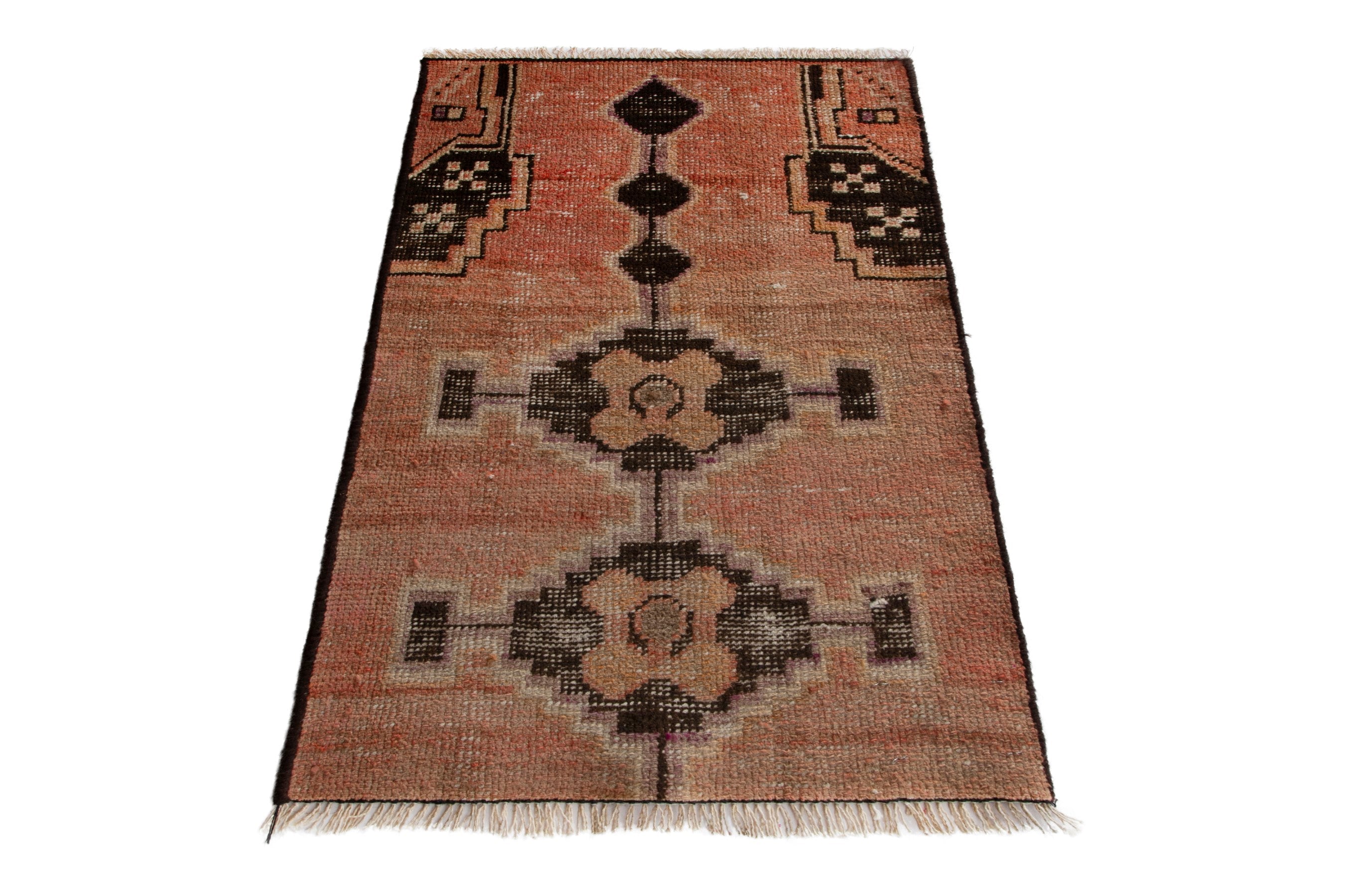 Persian Lori accent rug in terracotta and black, view 2 of 8