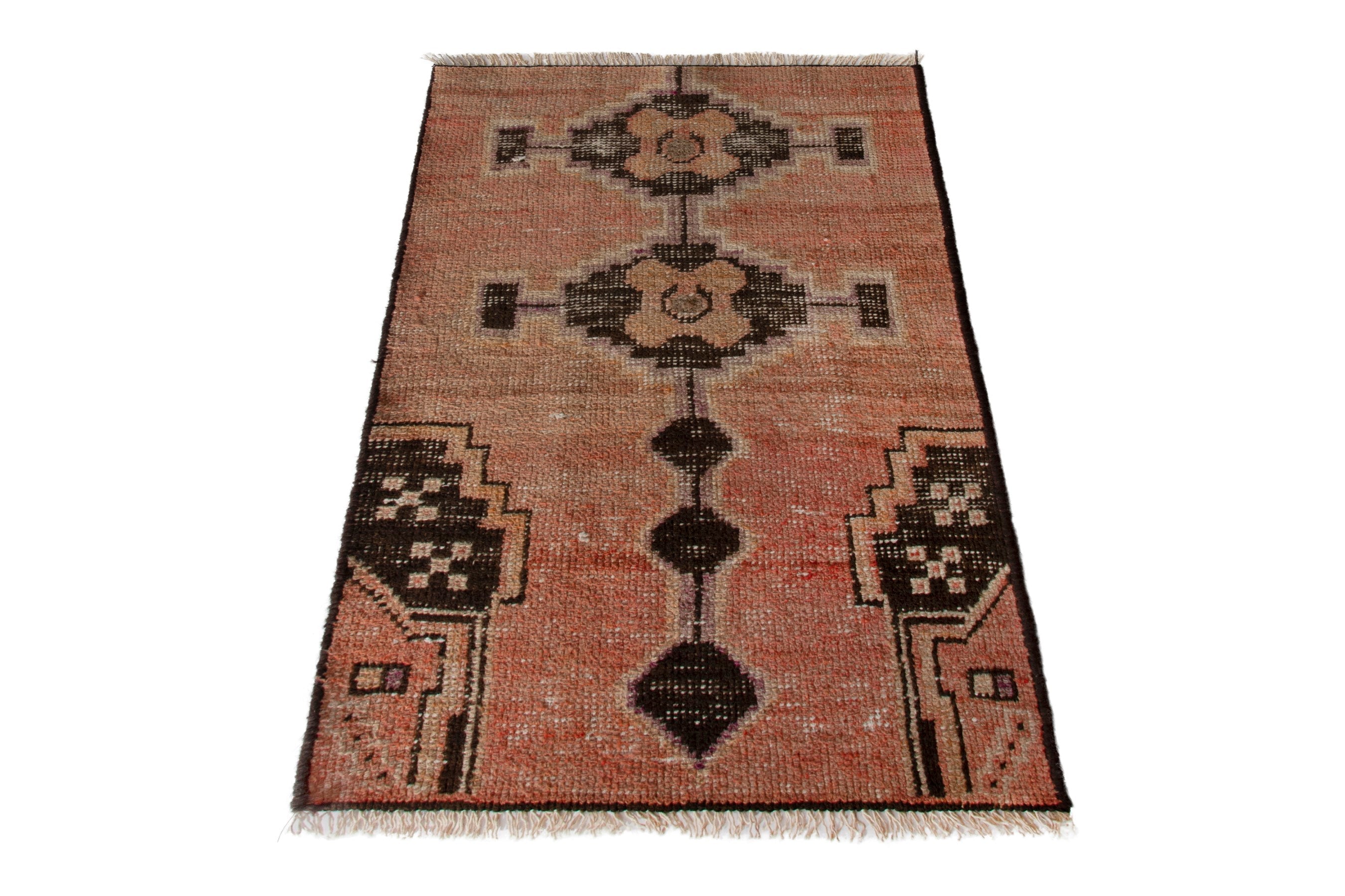 Persian Lori accent rug in terracotta and black, view 3 of 8