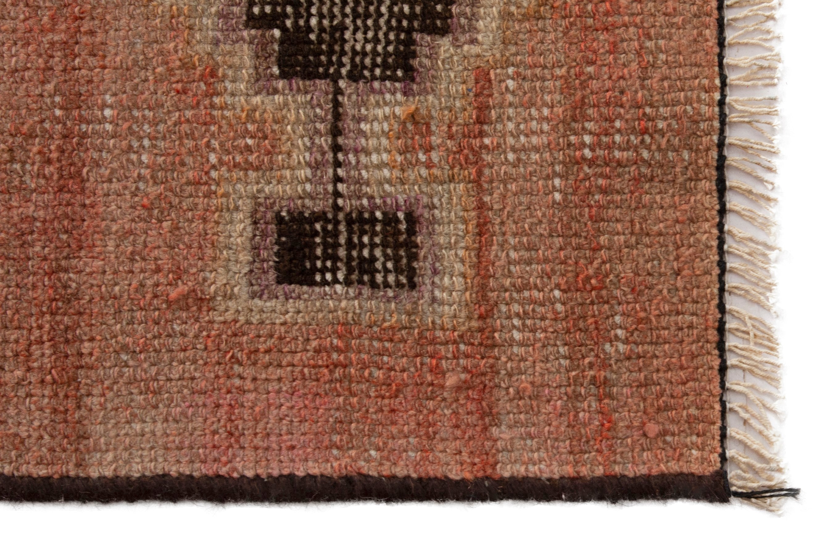 Persian Lori accent rug in terracotta and black, view 4 of 8