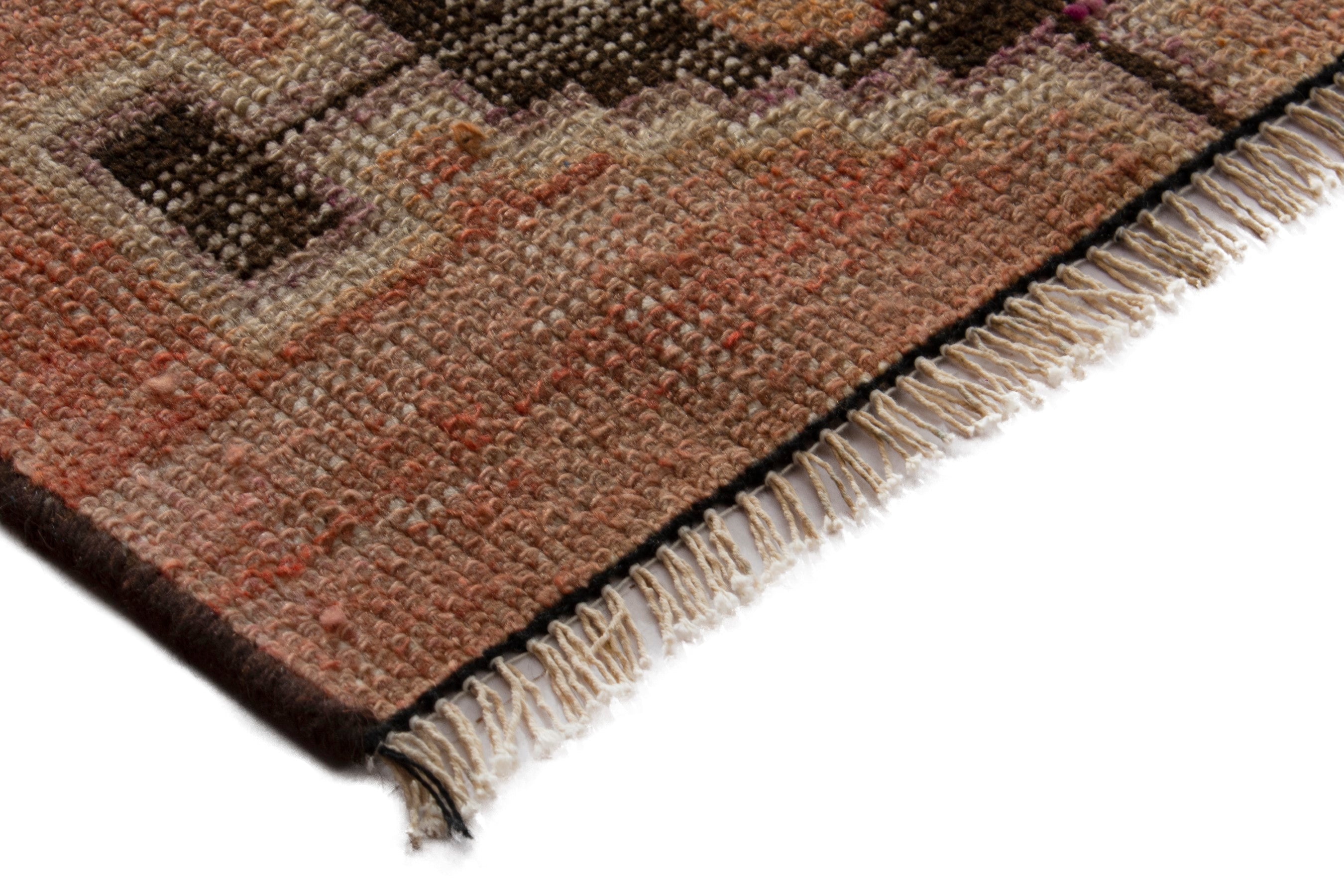 Persian Lori accent rug in terracotta and black, view 5 of 8