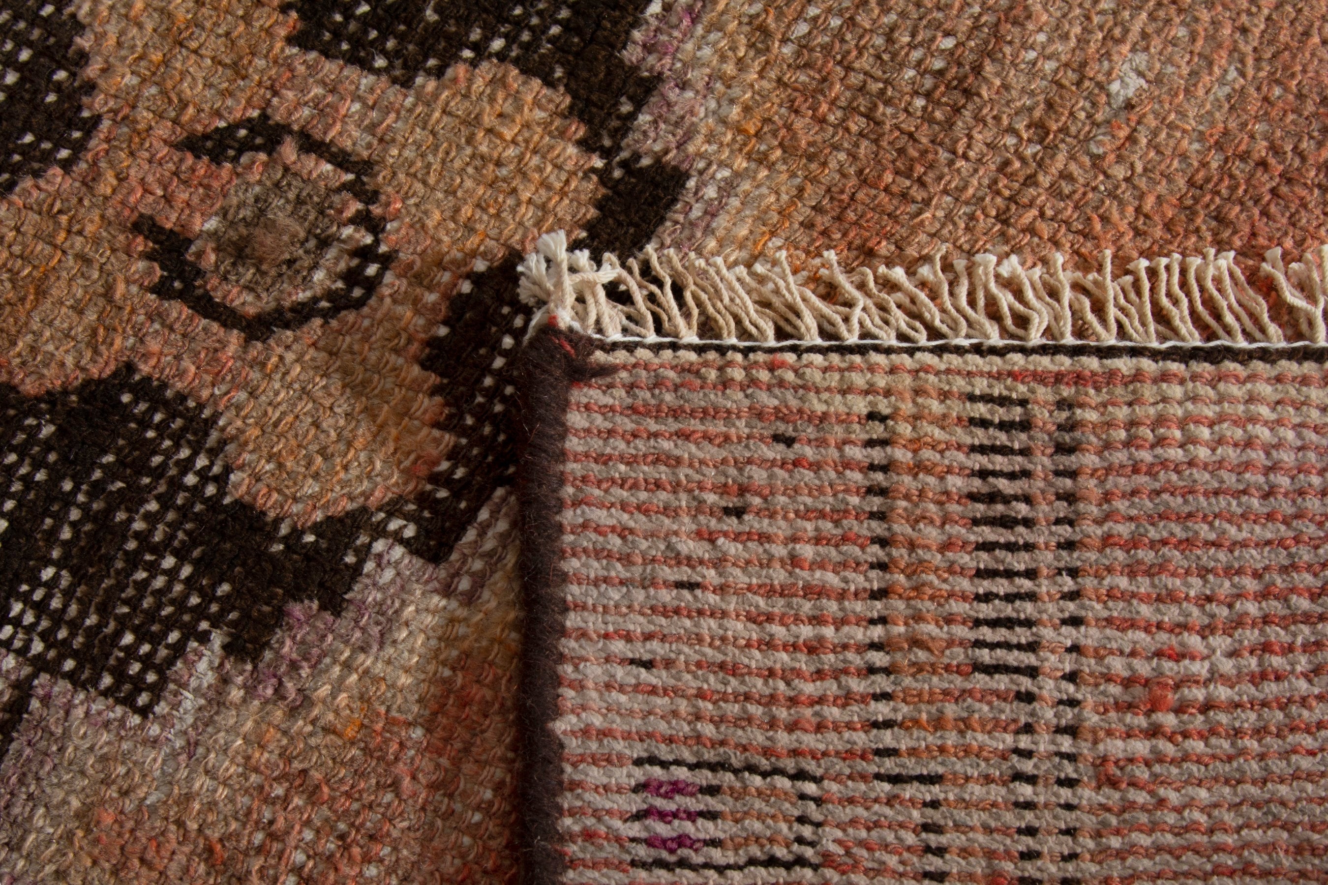 Persian Lori accent rug in terracotta and black, view 8 of 8