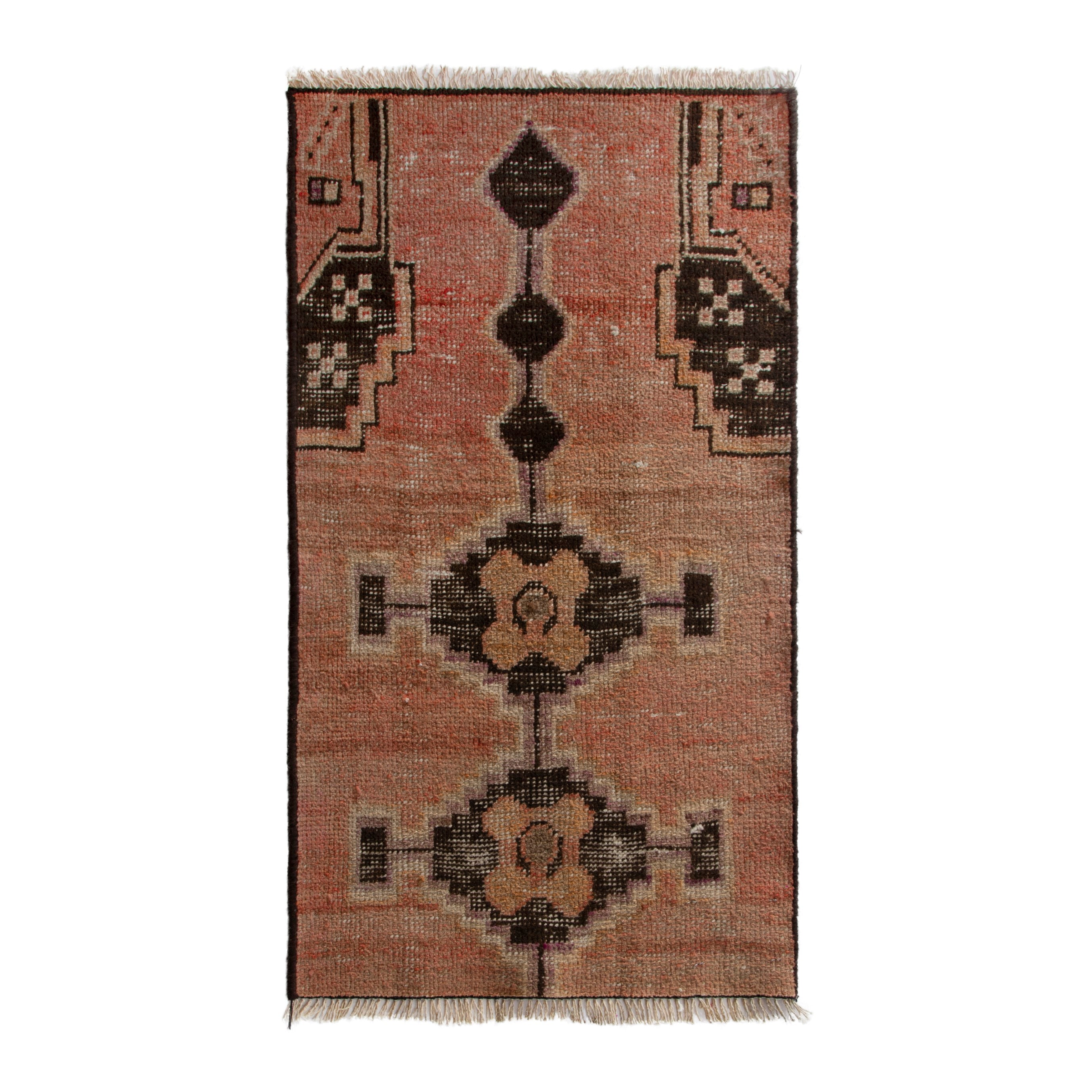 Persian Lori accent rug in terracotta and black, 1'11" x 3'1"