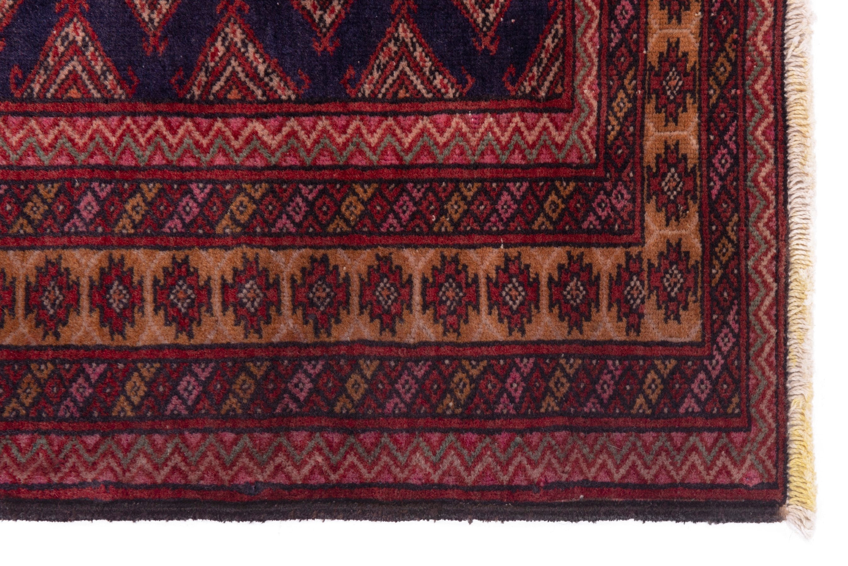 Persian Torkaman accent rug in burgundy and deep red, view 4 of 8