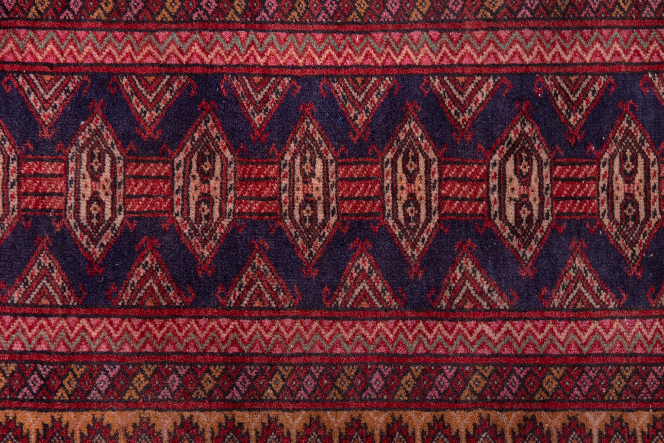 Persian Torkaman accent rug in burgundy and deep red, view 7 of 8
