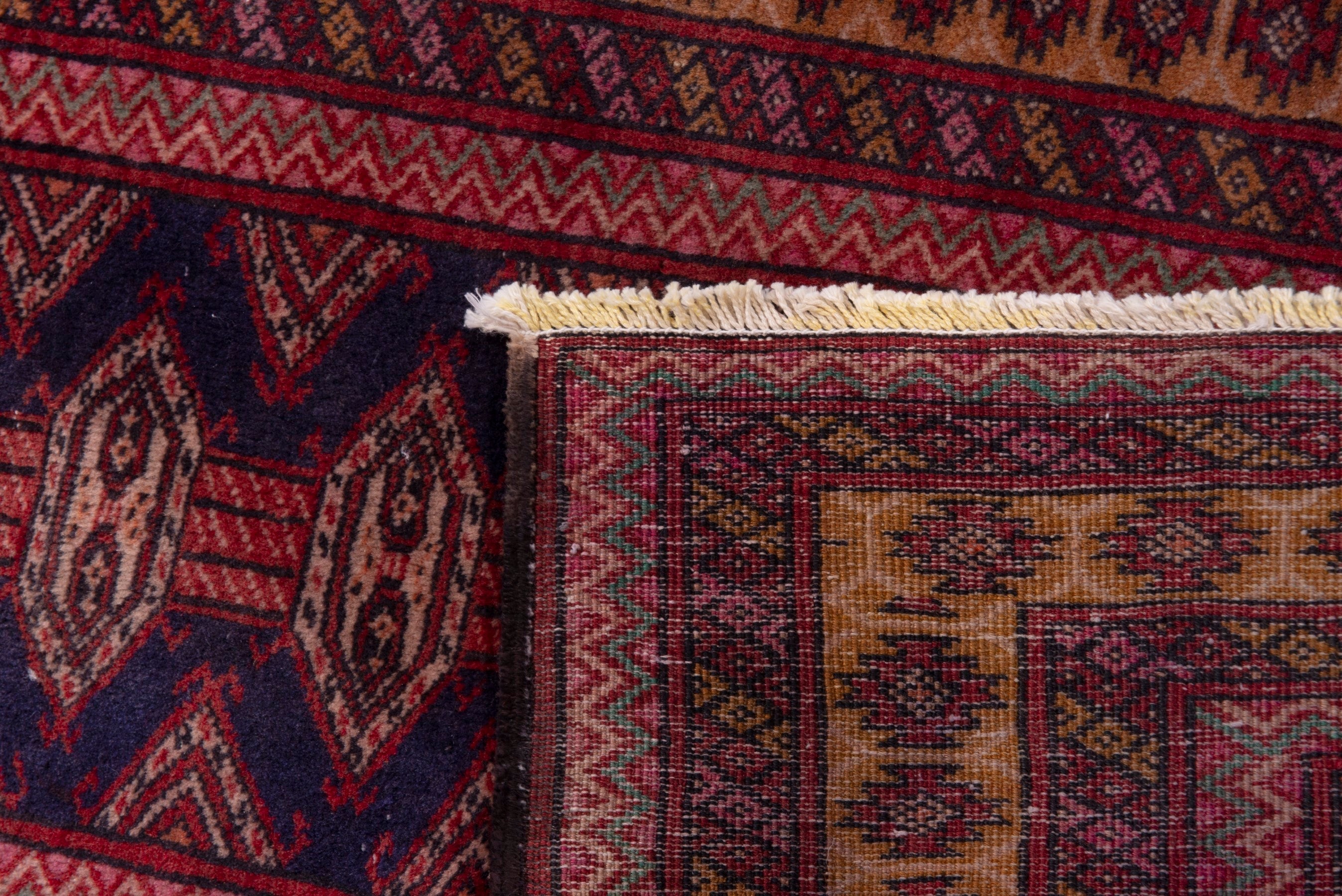 Persian Torkaman accent rug in burgundy and deep red, view 8 of 8