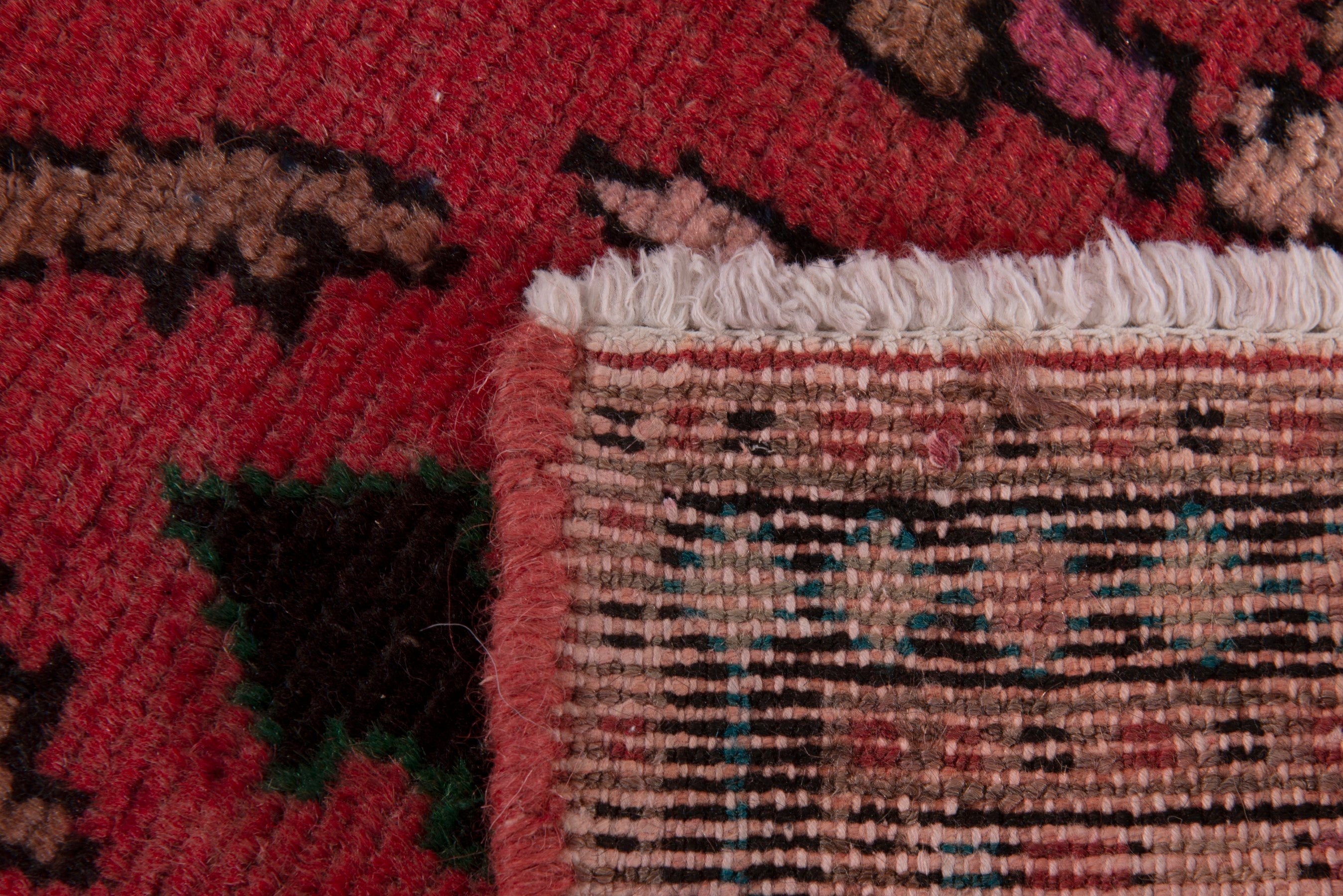 Persian Hamedan accent rug in deep red and navy, view 7 of 7