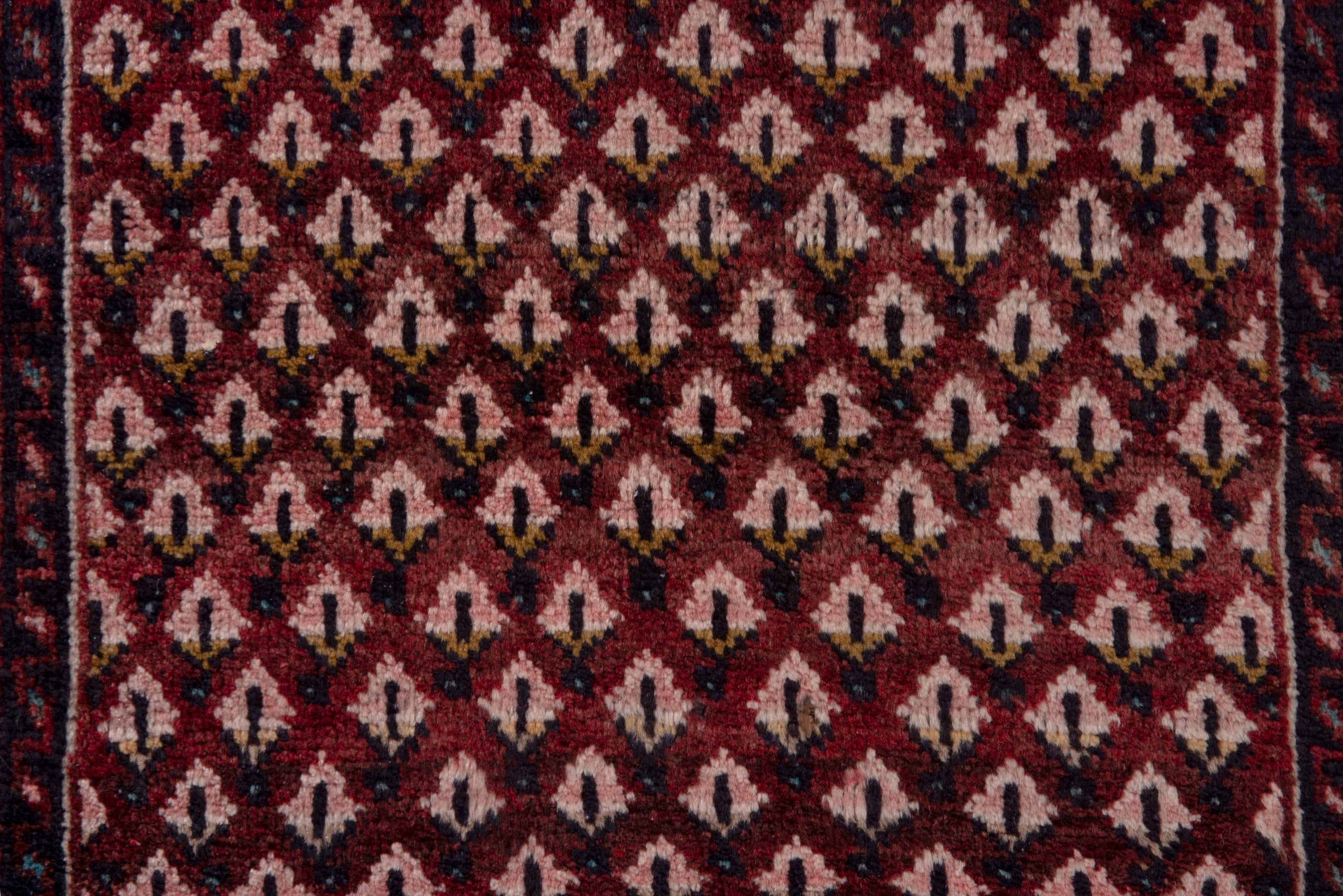 Persian Botteh accent rug in burgundy and cream, view 6 of 7