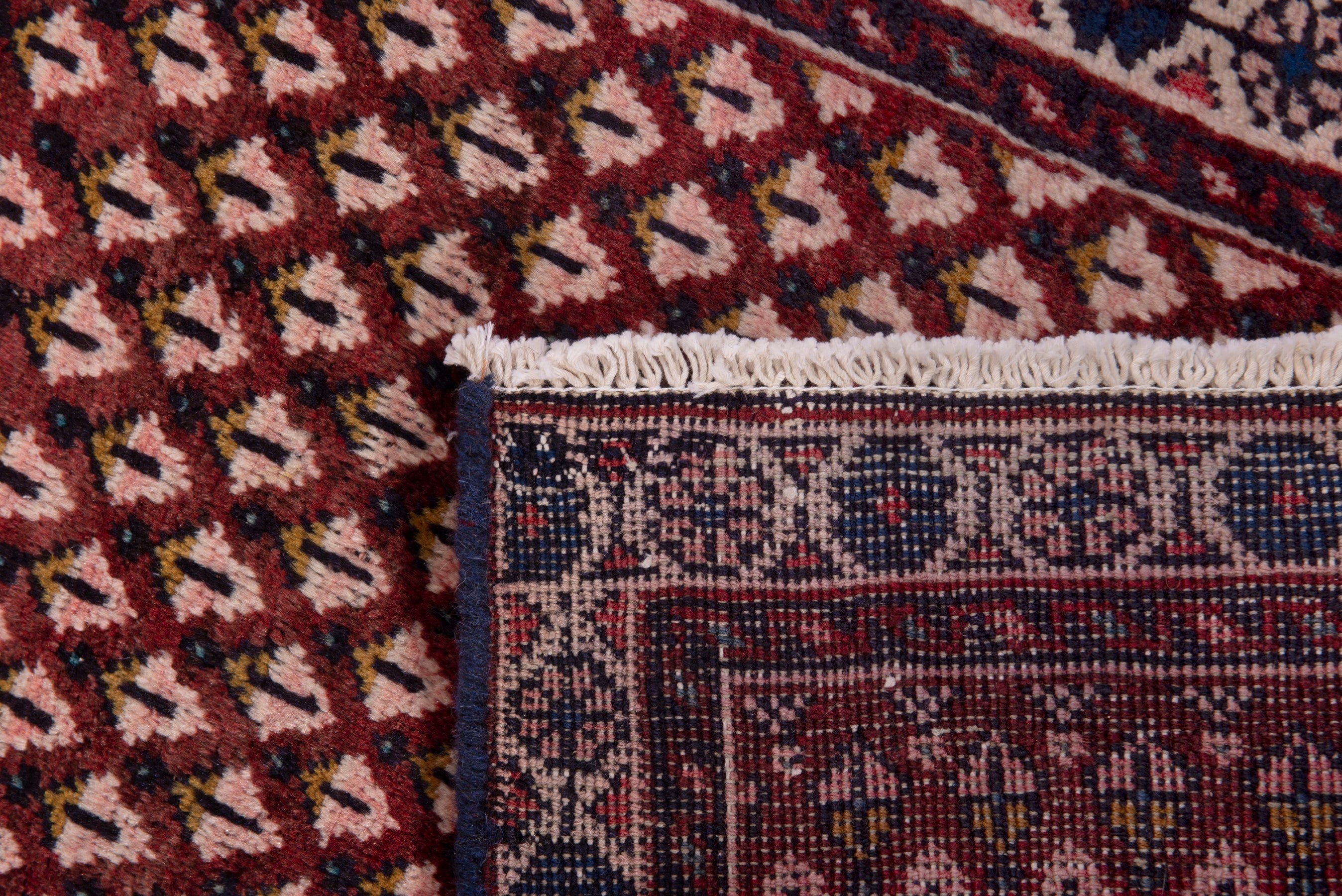 Persian Botteh accent rug in burgundy and cream, view 7 of 7
