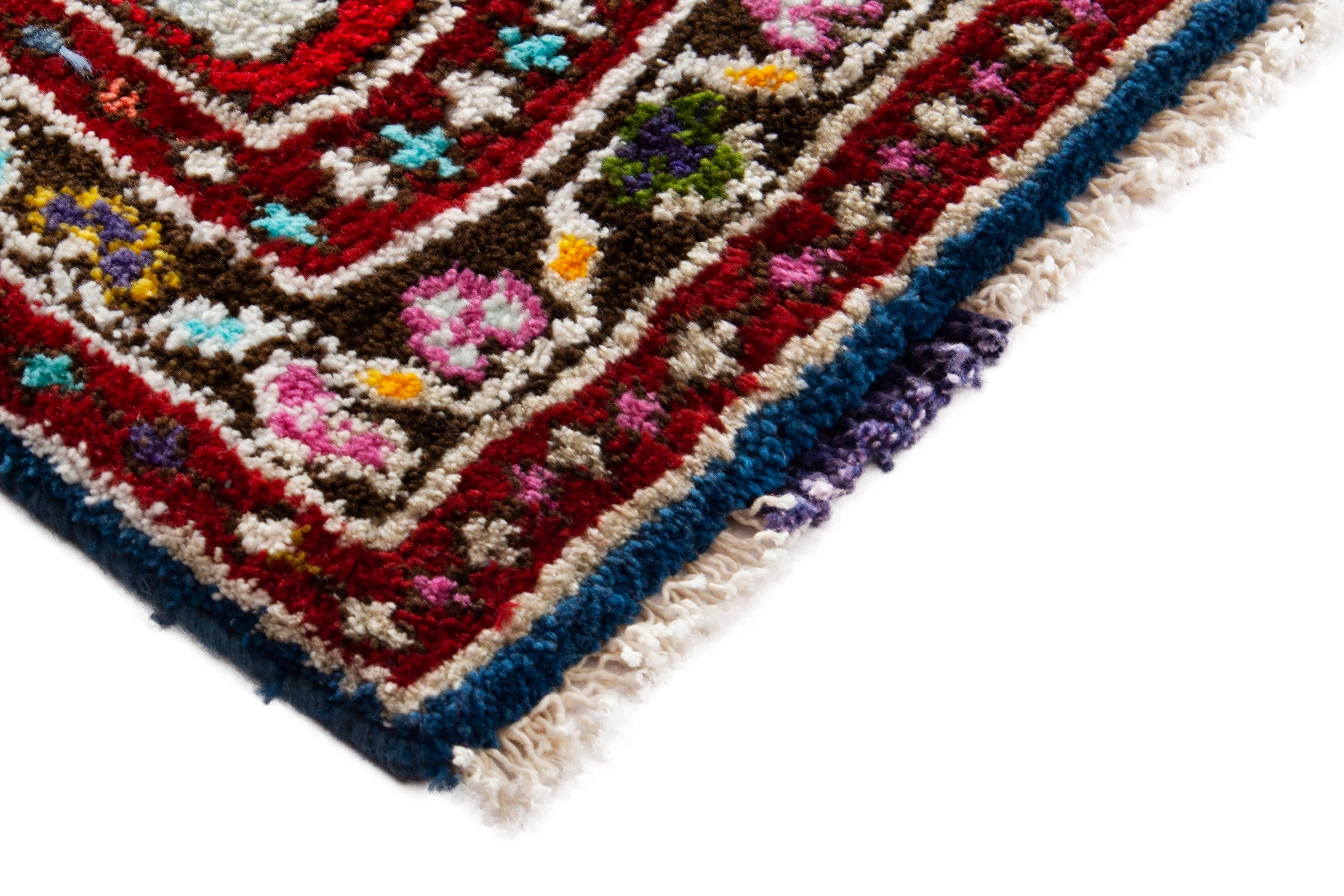 Persian Hamedan accent rug in deep red and burgundy, view 5 of 8