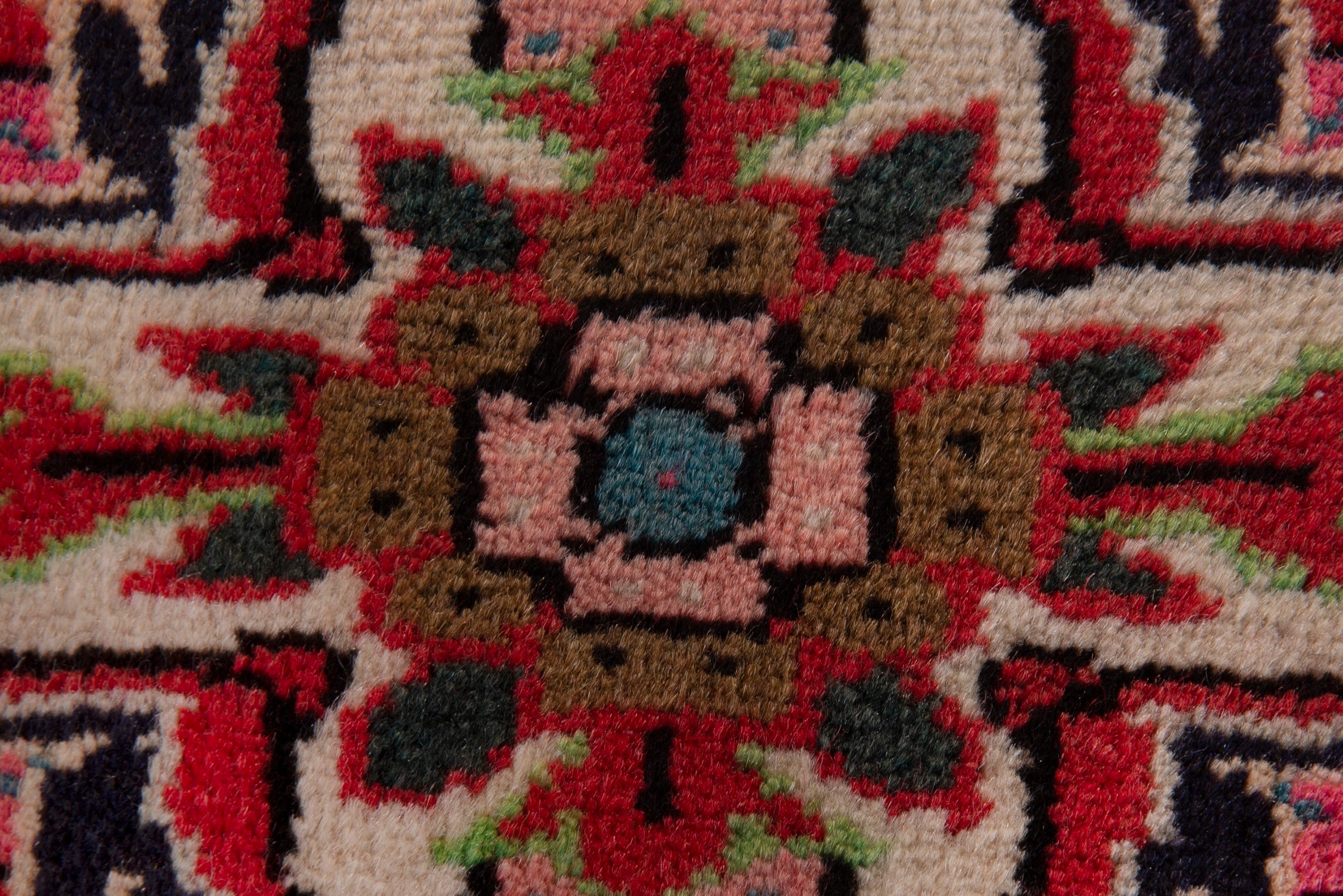 Persian Hamedan accent rug in deep red and faded red, view 6 of 7