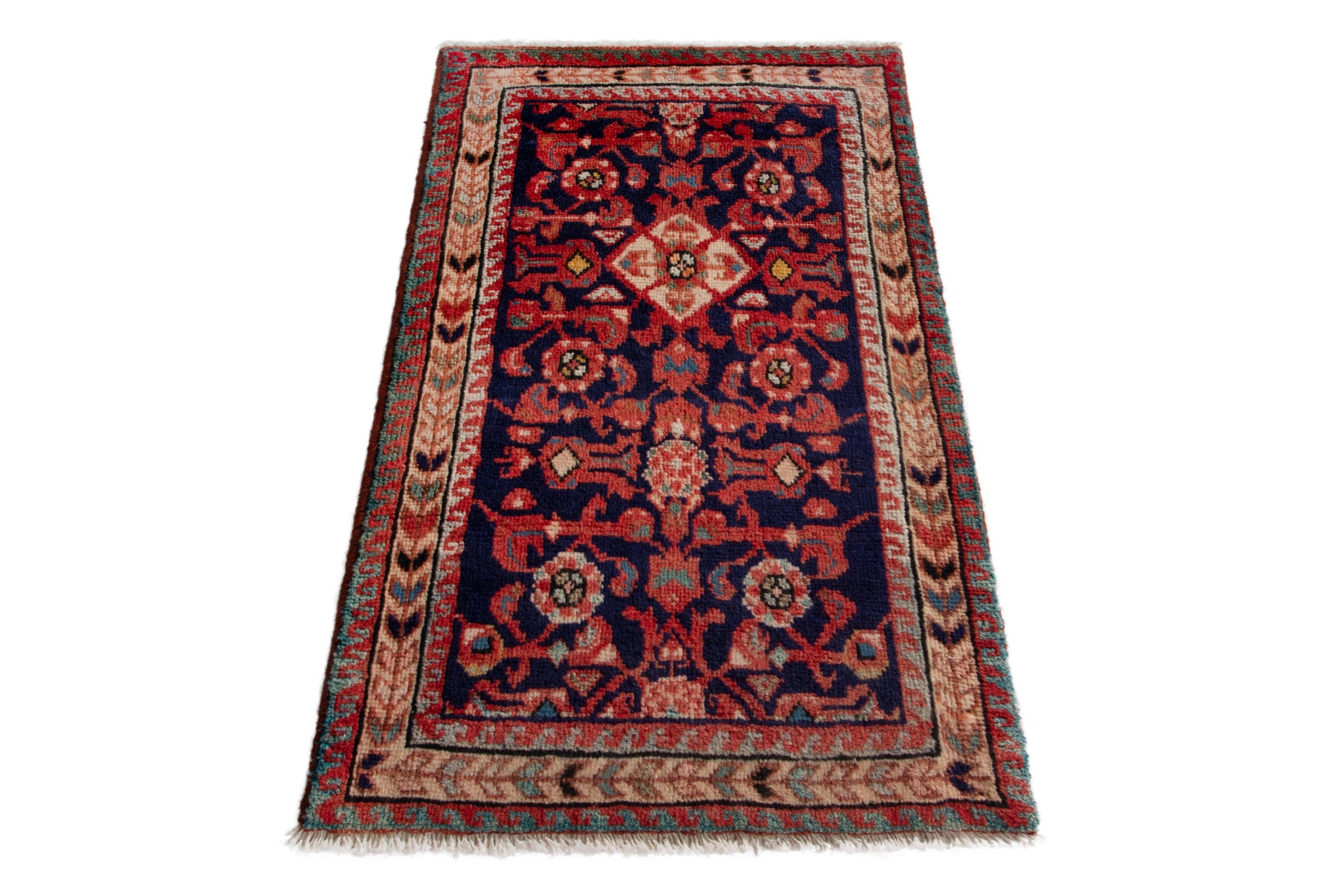 Persian Mahal accent rug in burgundy and deep red, view 3 of 8