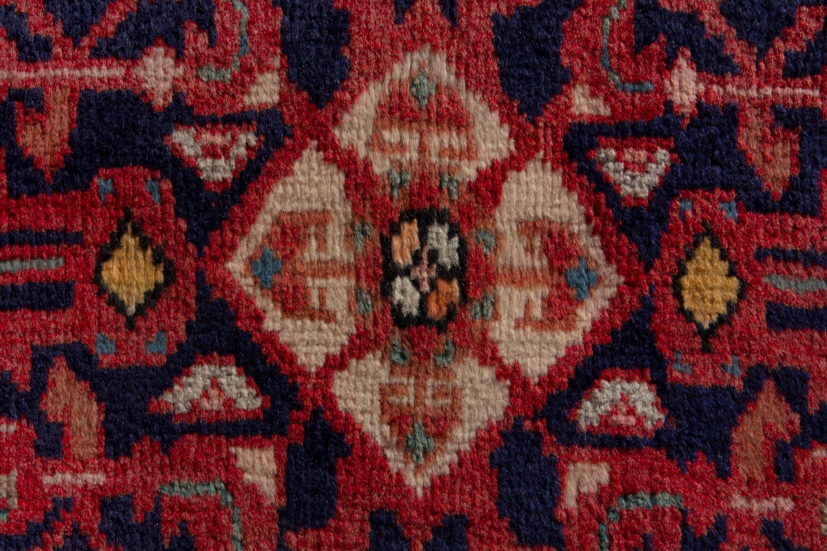 Persian Mahal accent rug in burgundy and deep red, view 6 of 8