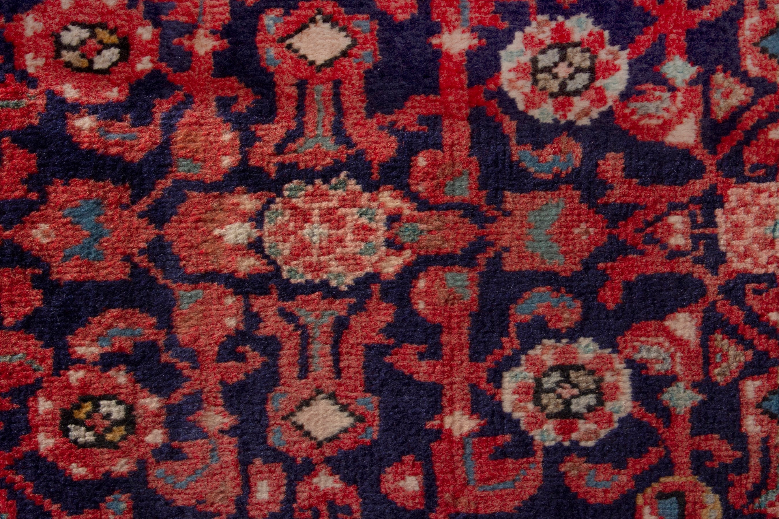 Persian Mahal accent rug in burgundy and deep red, view 7 of 8