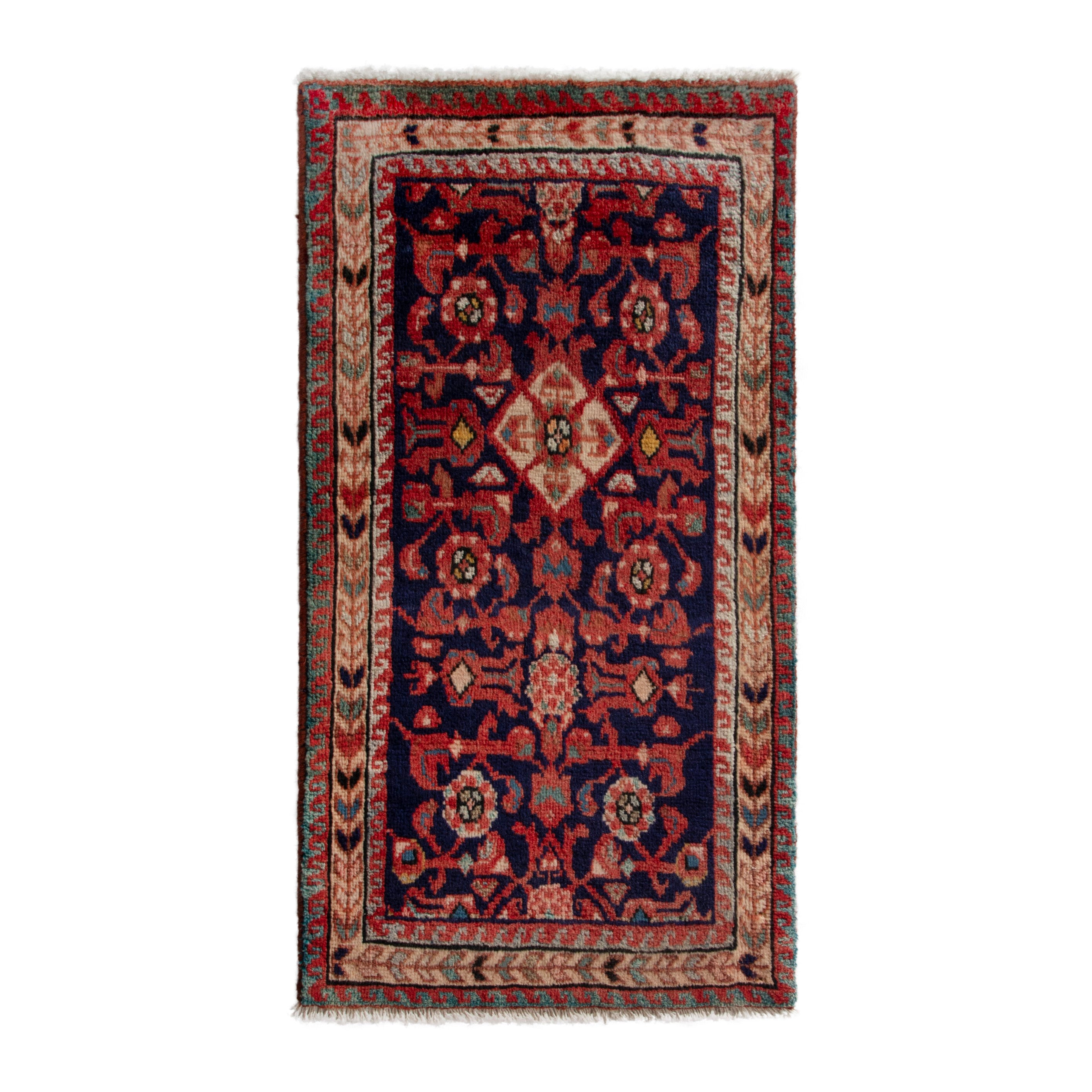 Persian Mahal accent rug in burgundy and deep red, 1'10" x 3'3"