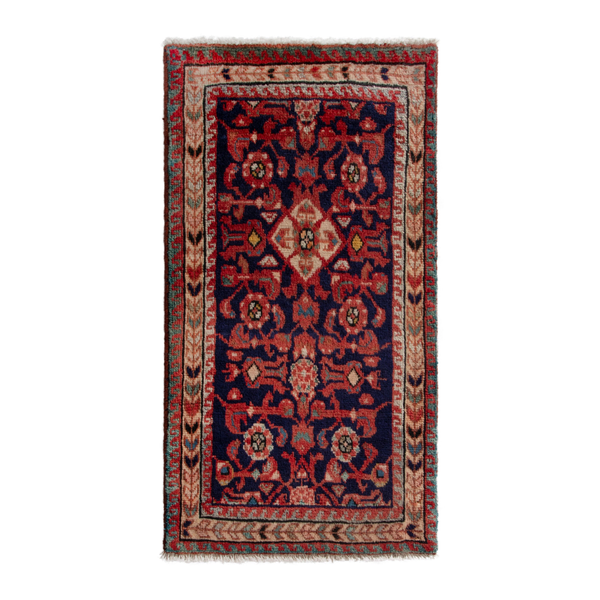 Persian Mahal accent rug in burgundy and deep red, 1'10" x 3'3"