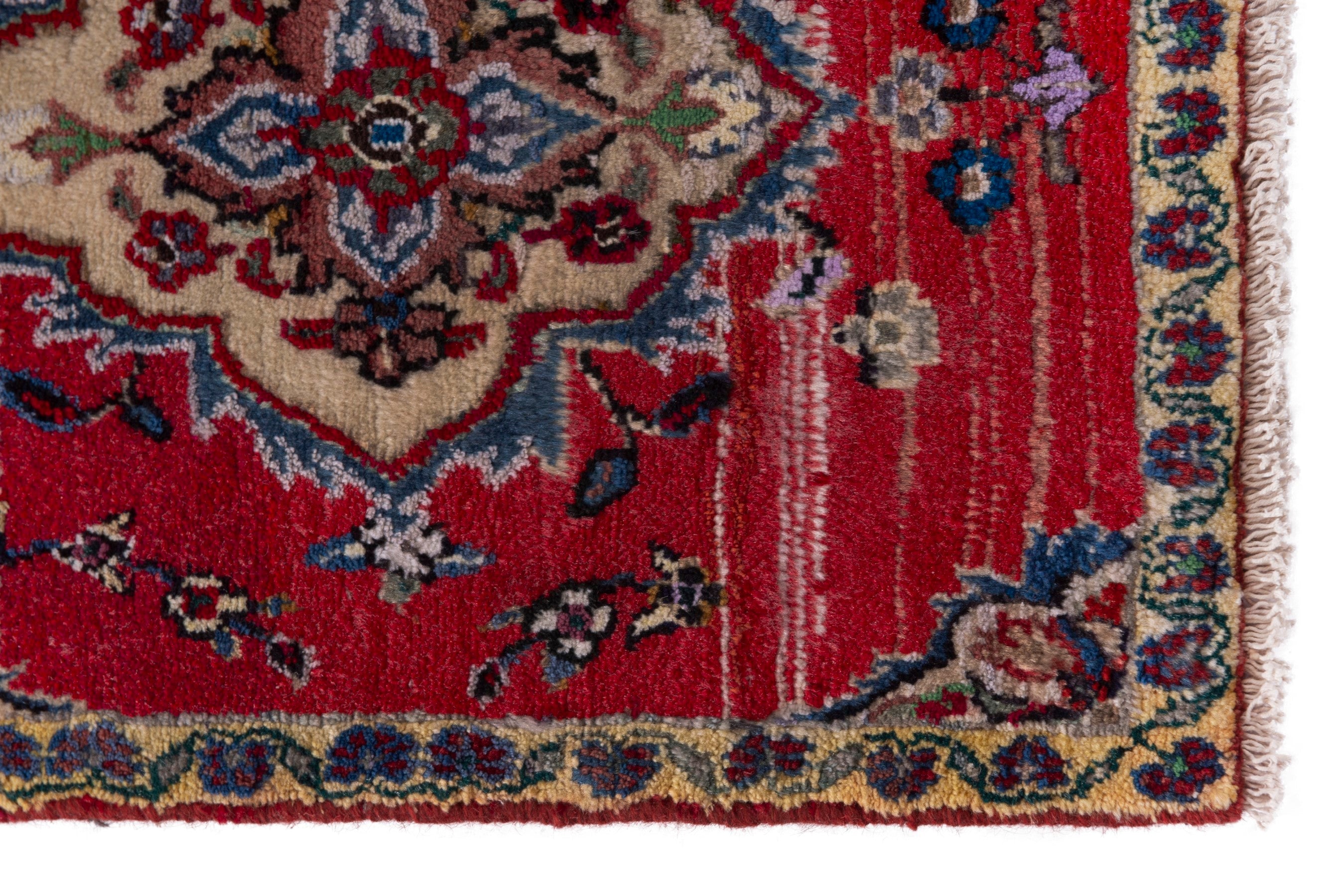 Persian Hamedan accent rug in deep red and burgundy, view 4 of 7