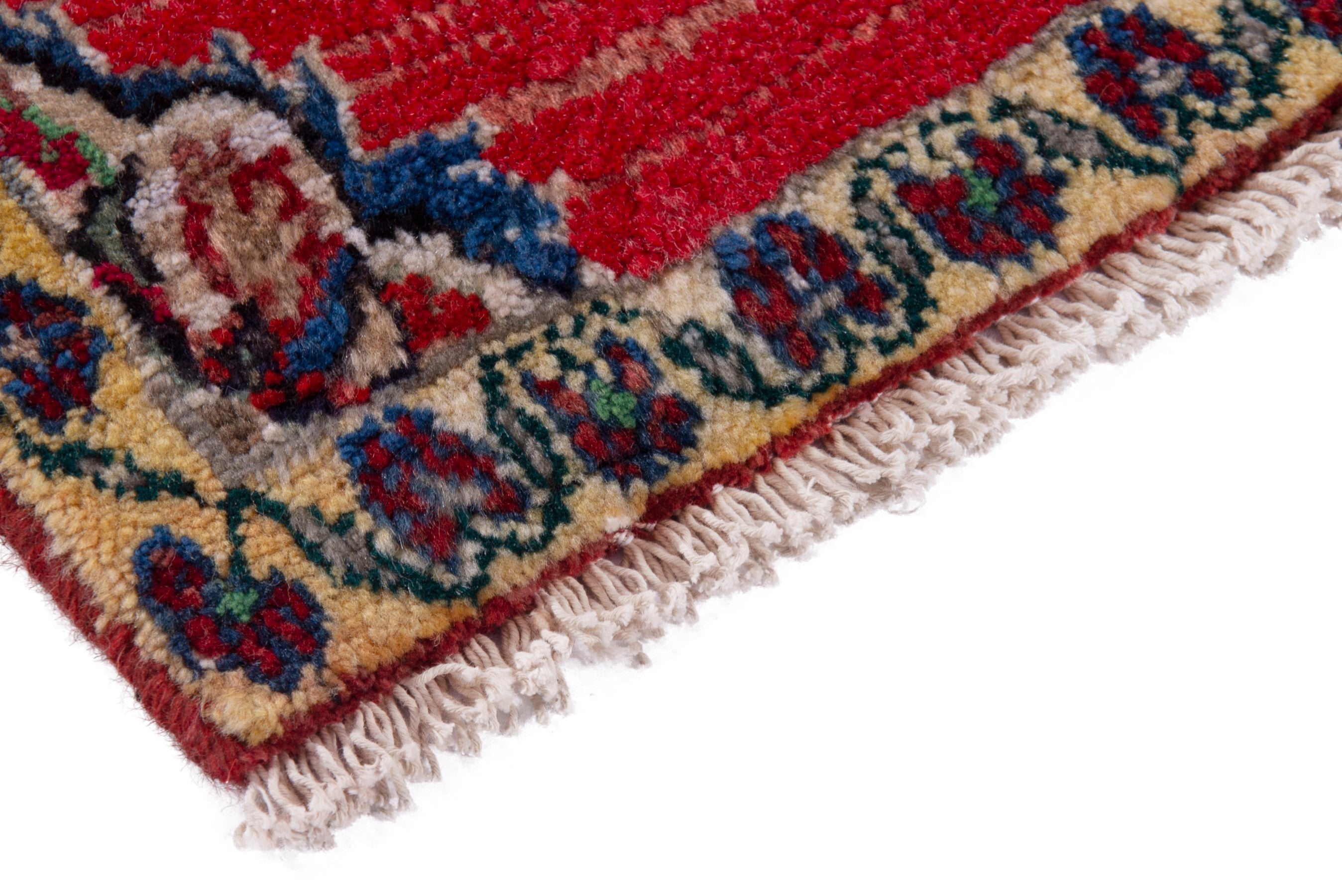 Persian Hamedan accent rug in deep red and burgundy, view 5 of 7
