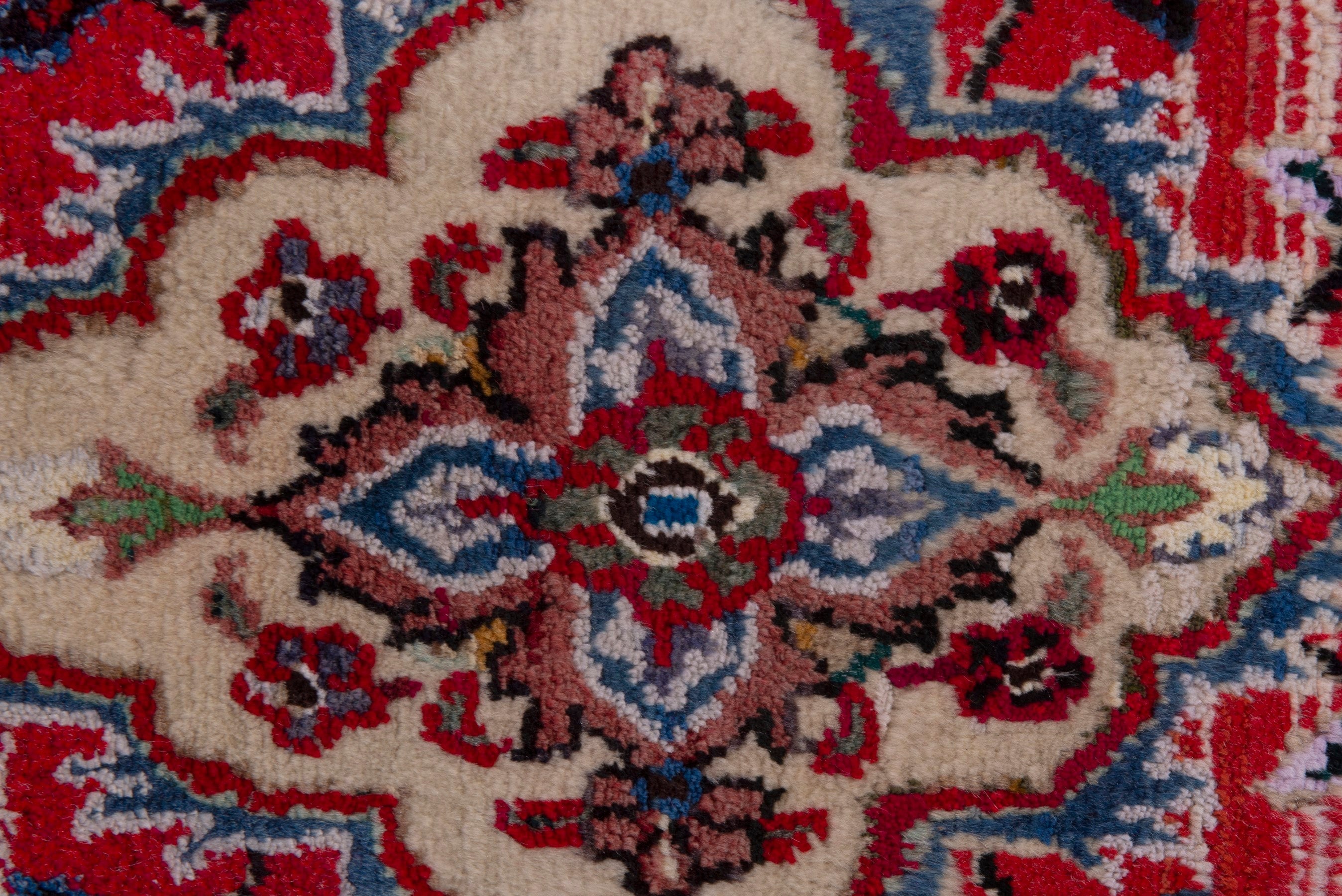 Persian Hamedan accent rug in deep red and burgundy, view 6 of 7