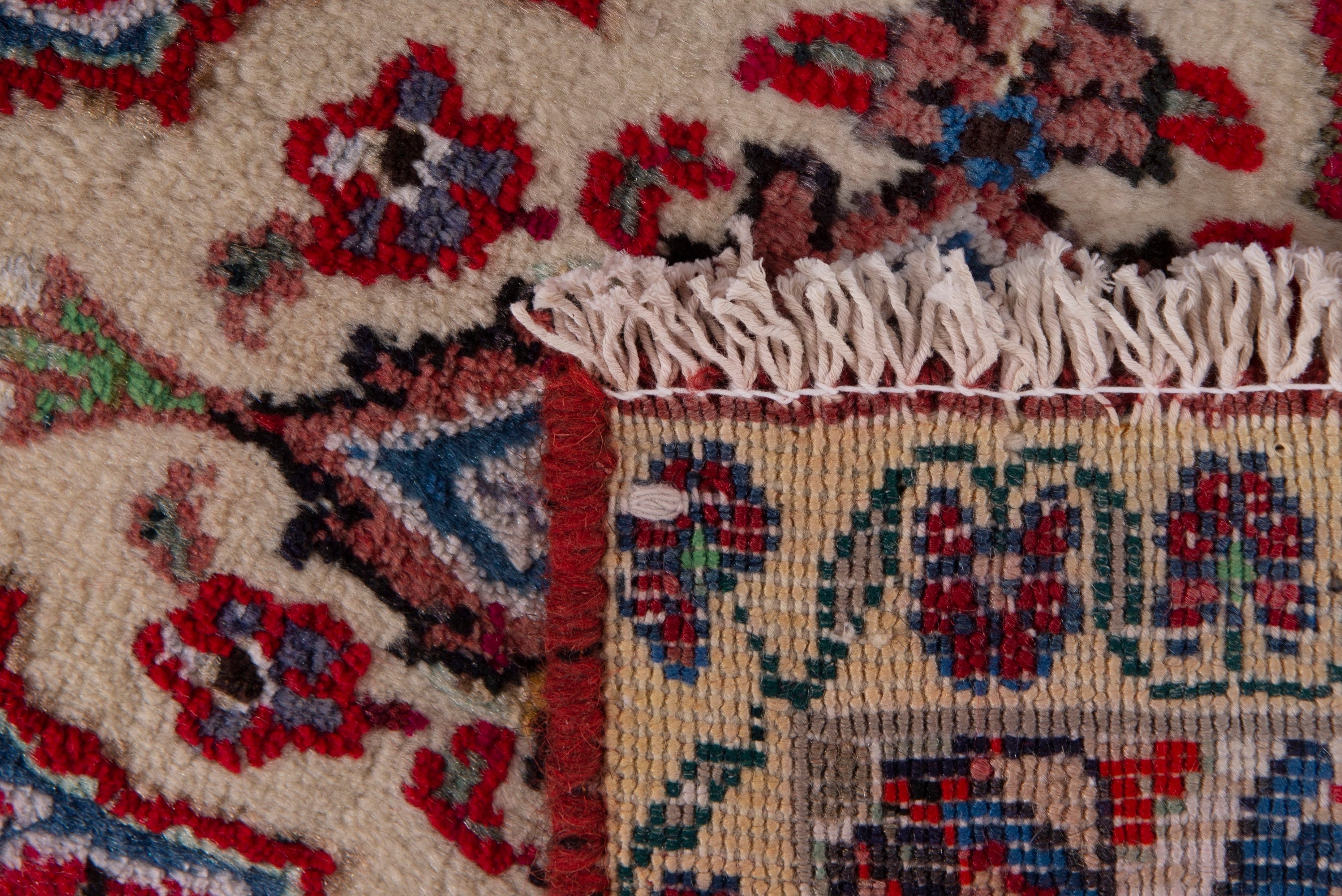 Persian Hamedan accent rug in deep red and burgundy, view 7 of 7