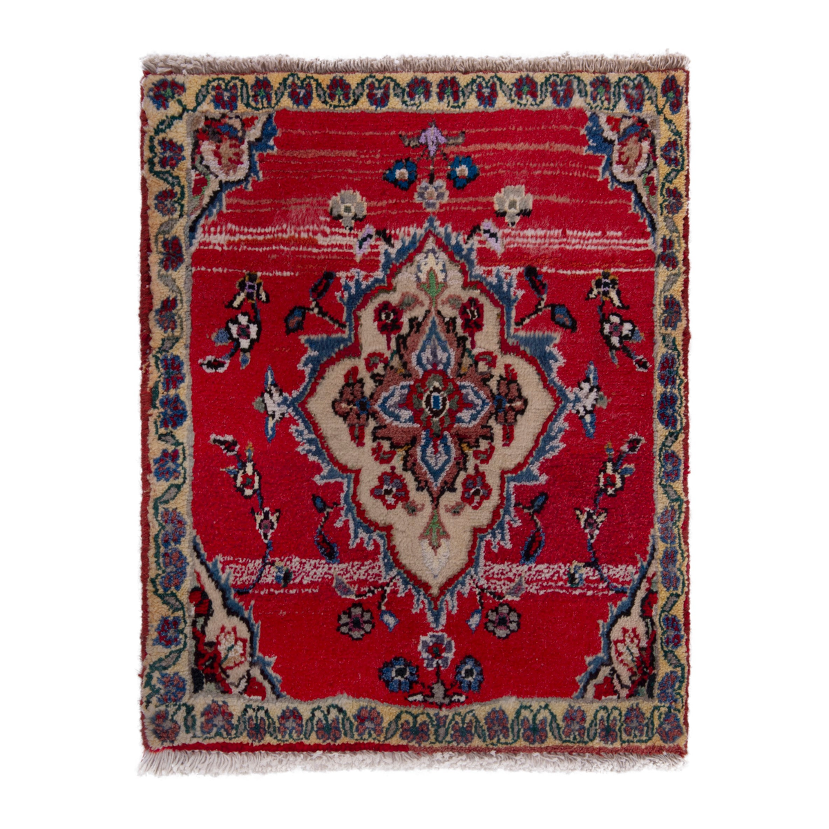 Persian Hamedan accent rug in deep red and burgundy, 1'10" x 2'4"