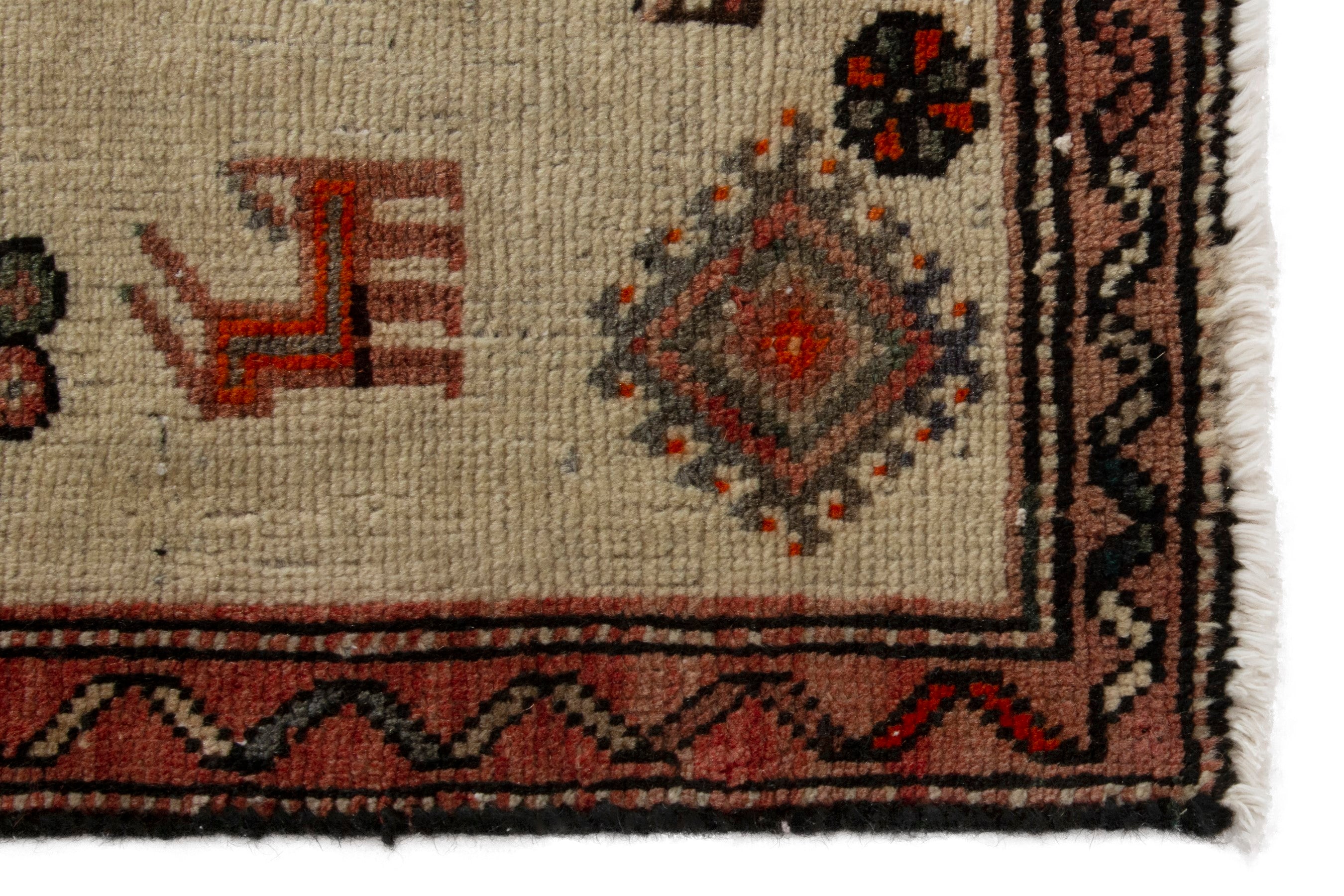 Persian Lori accent rug in cream and brick, view 4 of 7
