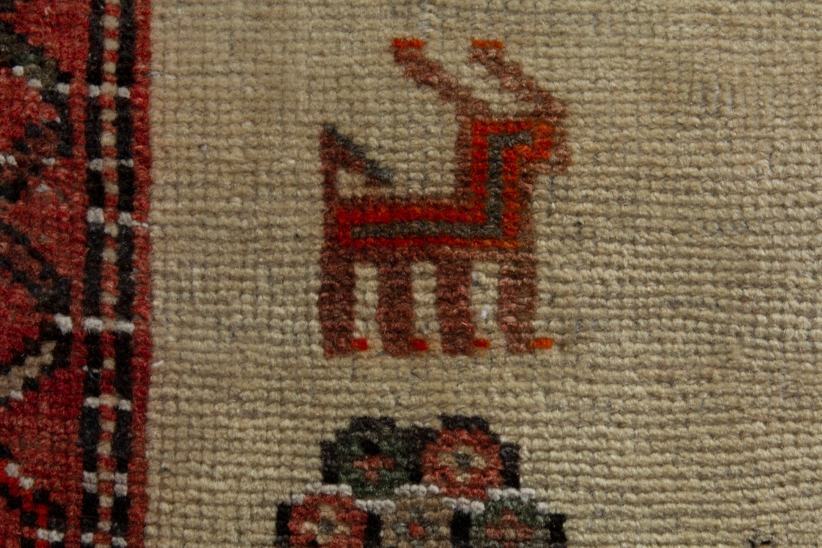 Persian Lori accent rug in cream and brick, view 6 of 7