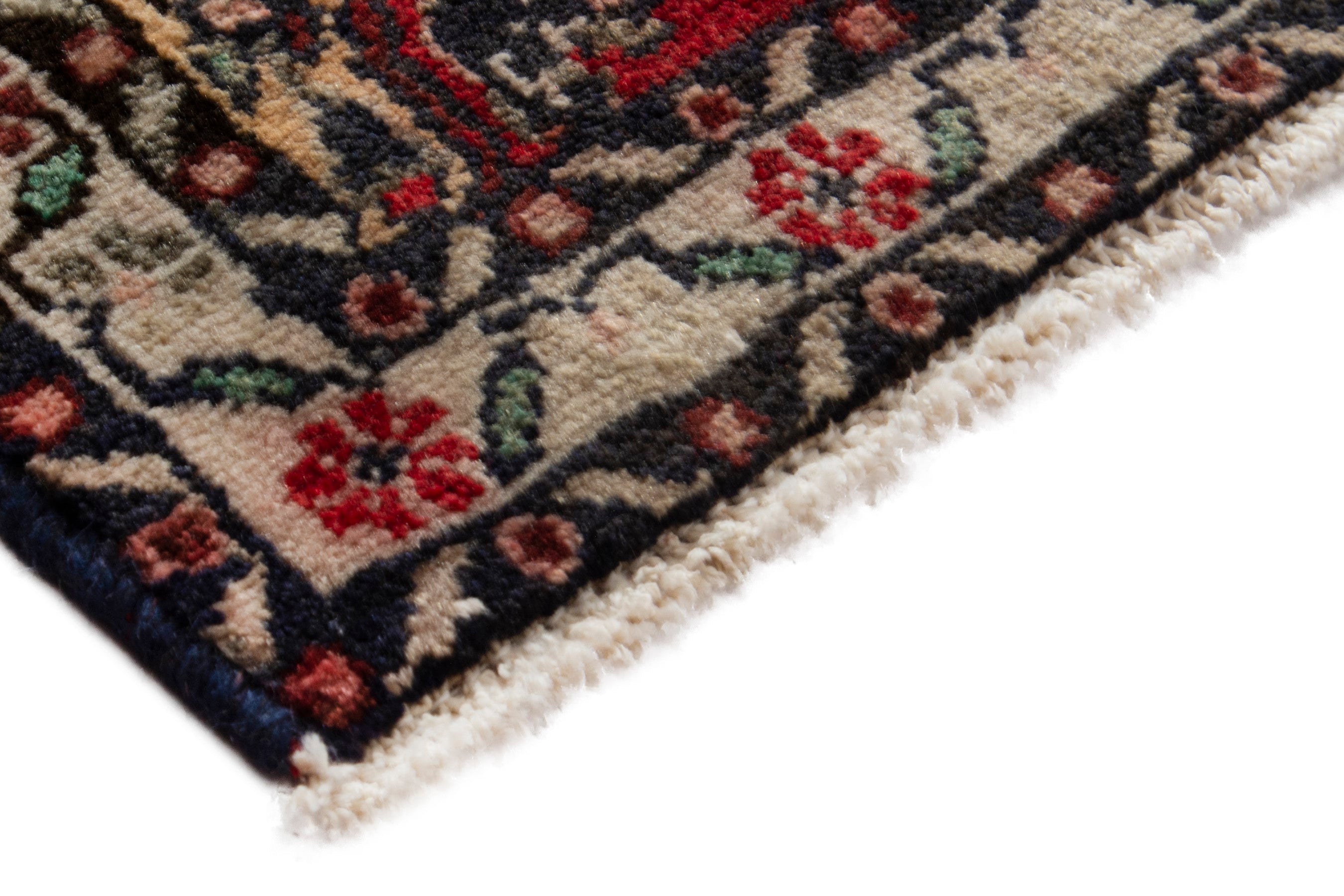 Persian Hamedan accent rug in deep red and ivory, view 5 of 8
