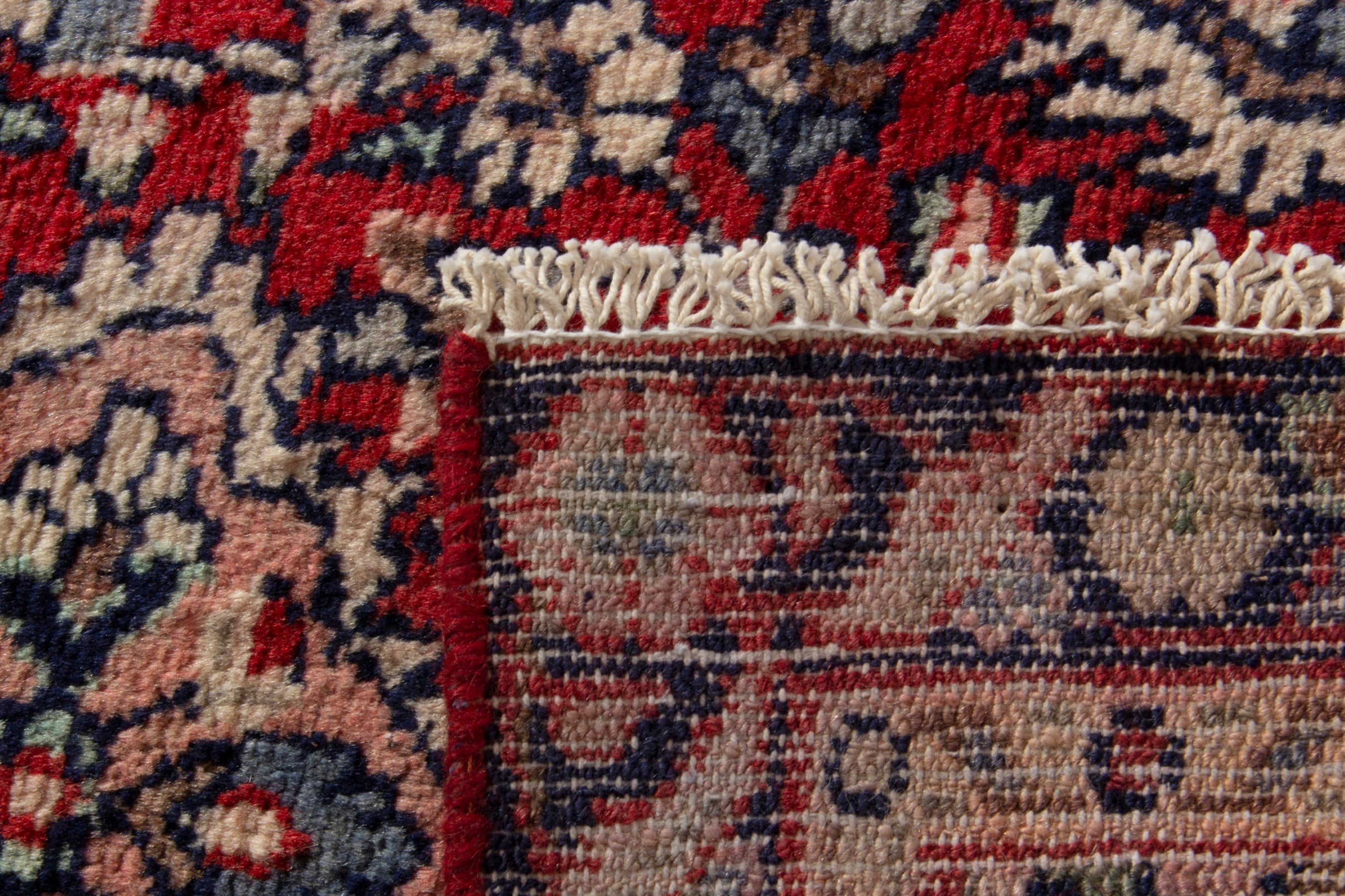 Persian Hamedan accent rug in deep red and cream, view 8 of 8